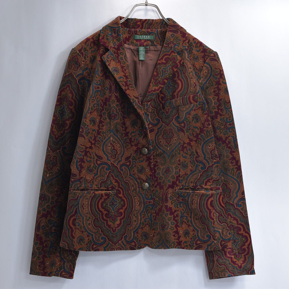 90s LAUREN Ralph Lauren ラルフローレン ペイズリー柄 ベロア