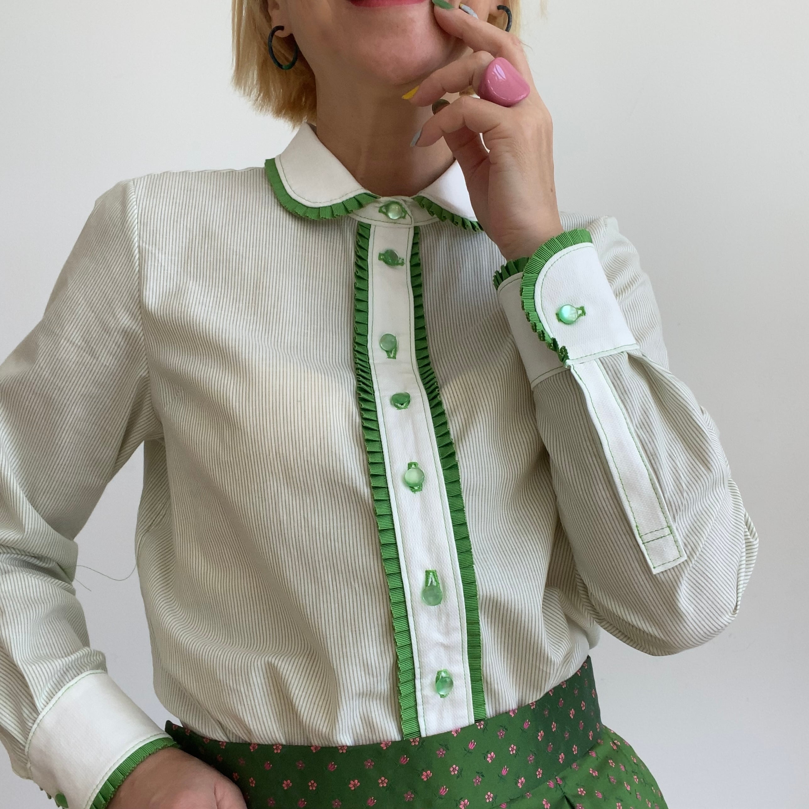 78オリジナル グリーン✖️ホワイトピンストライプグログランリボン