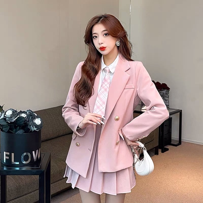 4セット】セットアップ スーツ ジャケット ミニスカート プリーツ