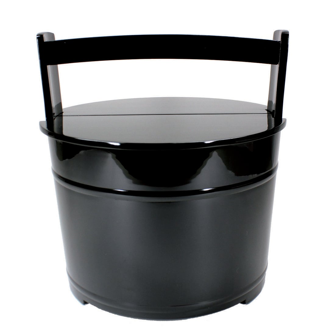 岡本漆専堂 製 利休形 黒 手桶水指 | 茶道具 浜田