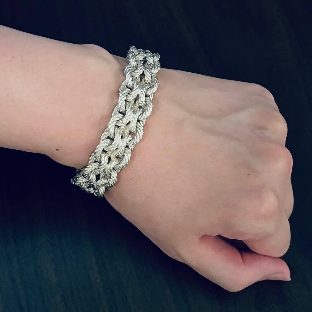 VINTAGE HERMES Braid Bracelet Silver 800 | ヴィンテージ エルメス