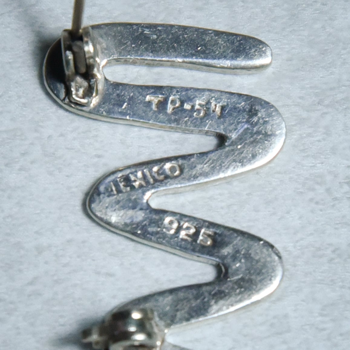 Mexican Jewelry Silver zig-zag Snake Brooch メキシカンジュエリー