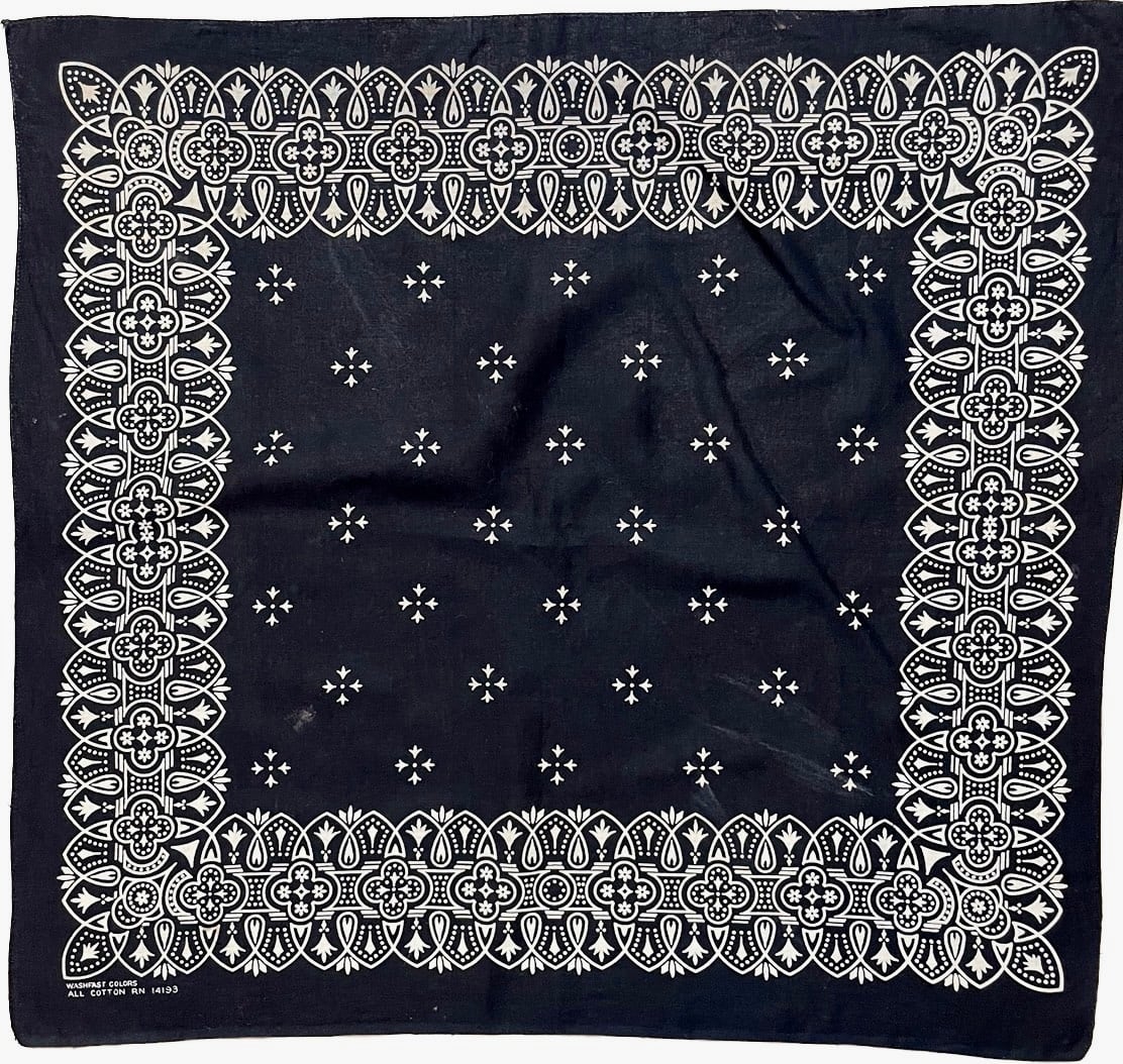 60s アイアンクロス RN14193 vintage BANDANA USA製 ブラック