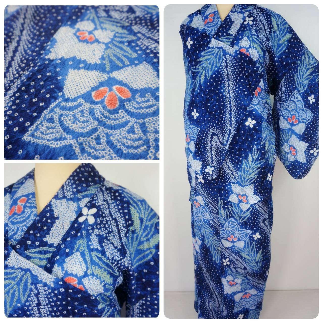 有松絞り【浴衣】桔梗 綿 総絞り 青 ブルー 025 | kimono Re:和