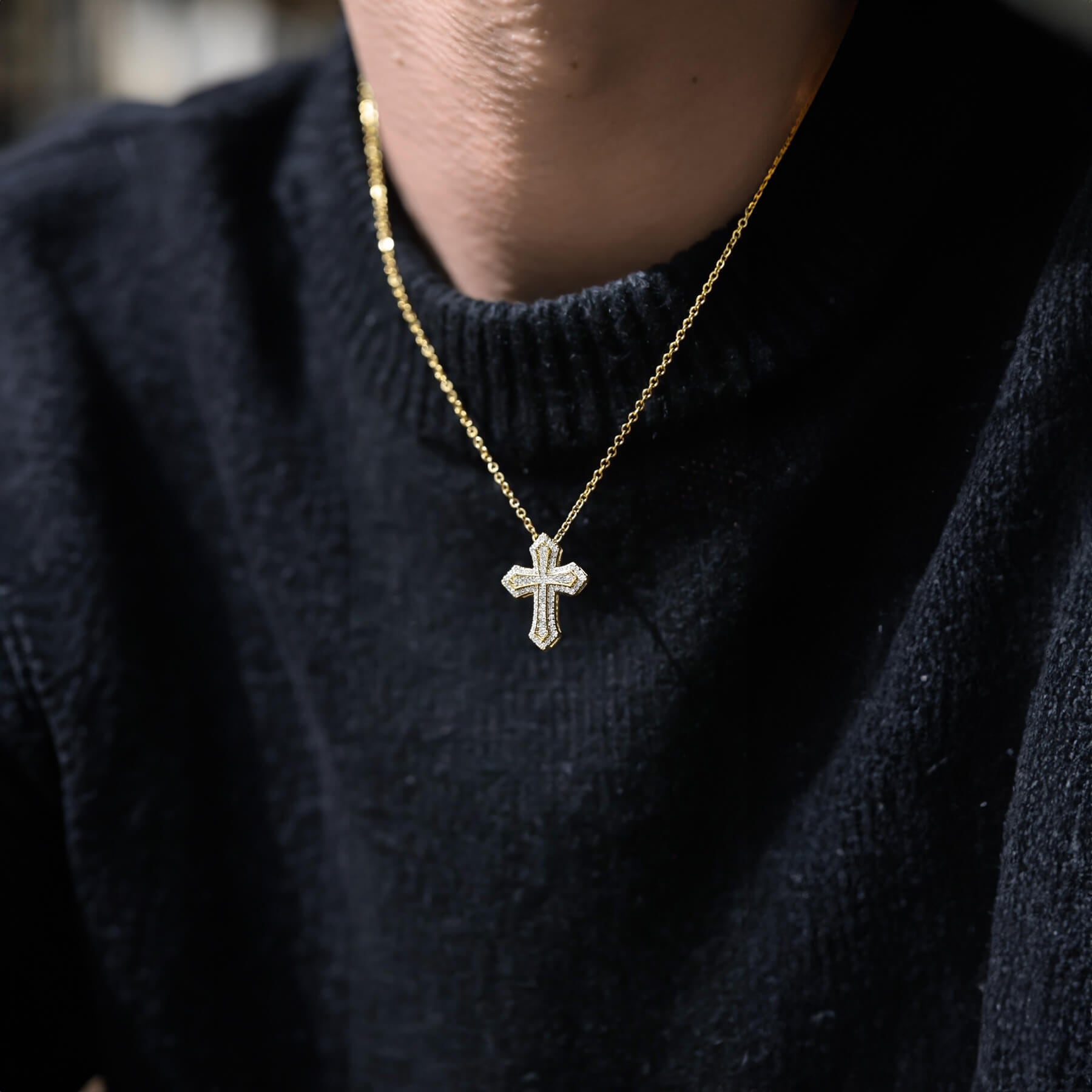 18kgp zirconia spada cross necklace VN2-99 | VERIELA