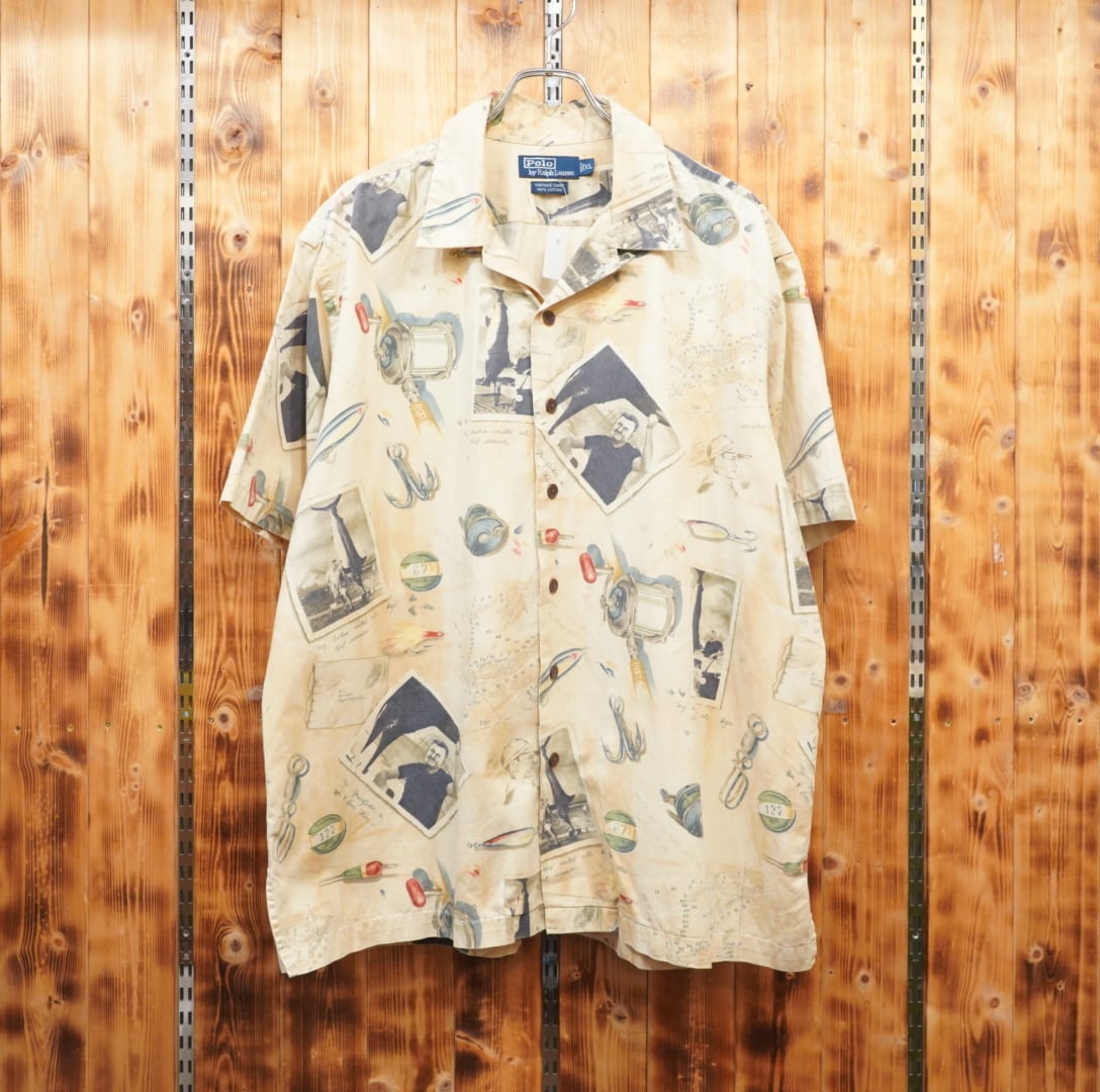 90s ralphlauren vintage camp ヘミングウェイ 開襟シャツ オープン