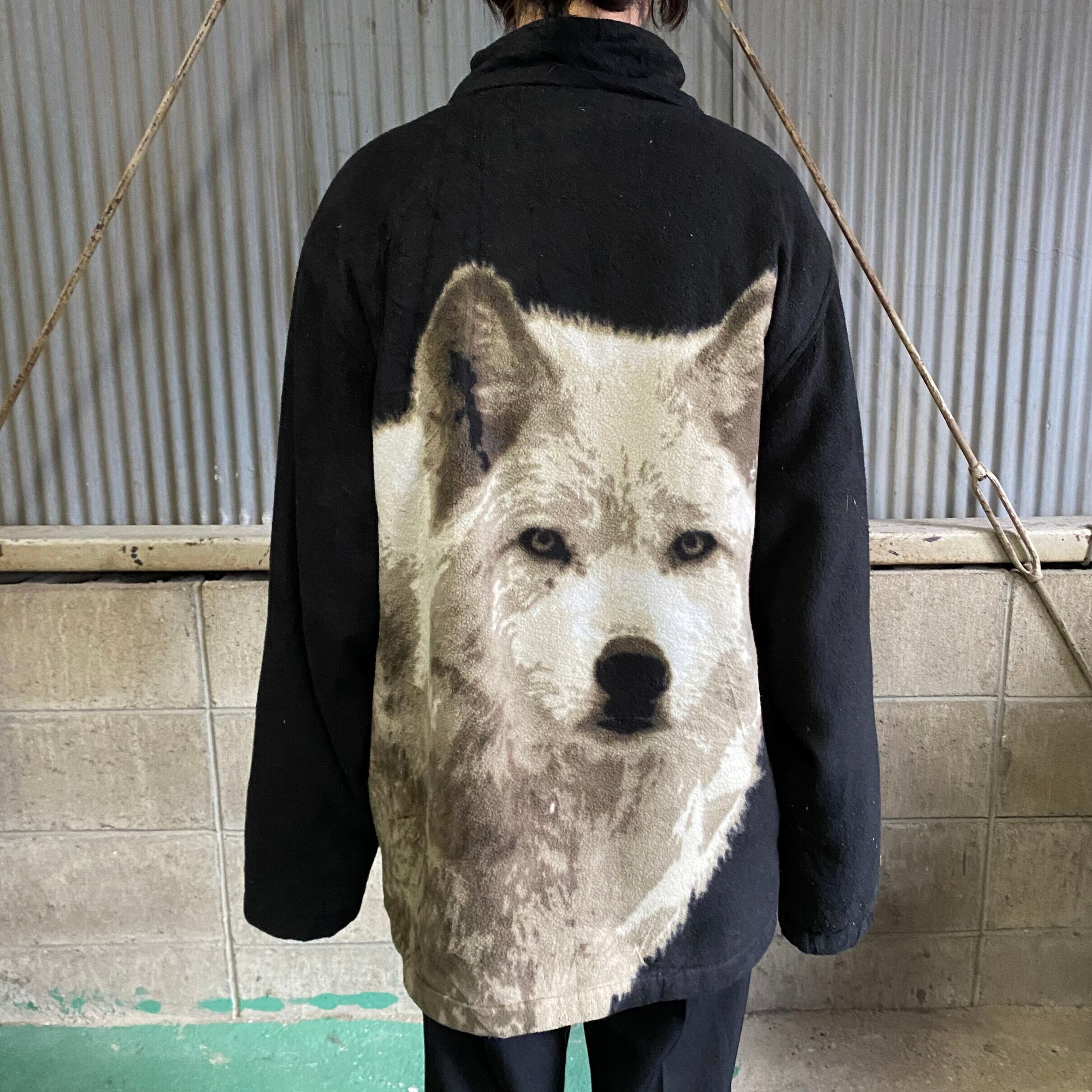 MOUNTAIN RIDGE 狼 アニマル柄 大判柄 ボアフリースジャケット メンズM