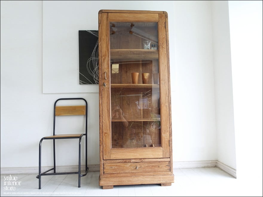 チーク無垢材 ヴィンテージキャビネットZX 食器棚 ショーケース 陳列棚