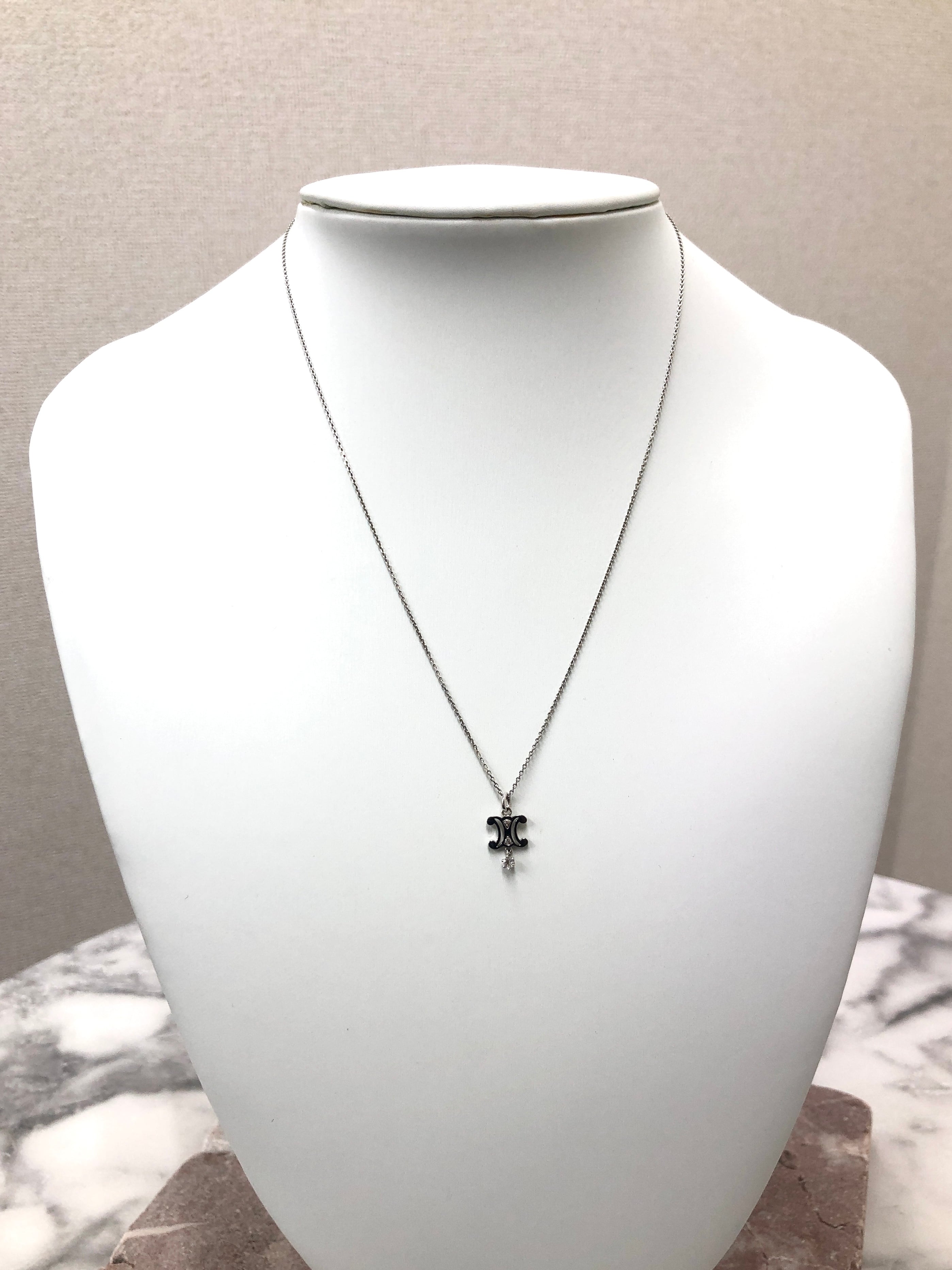 CELINE セリーヌ トリオンフ ストーン ネックレス シルバー vintage