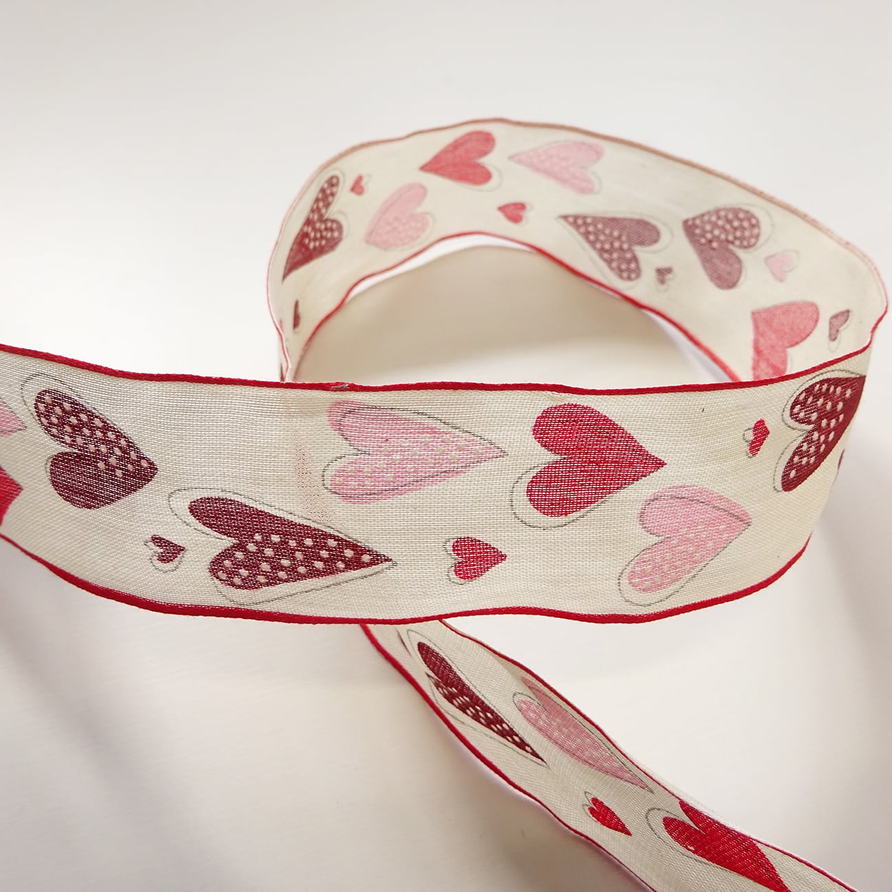 ハート柄リボン ドイツ製 Da Vinci artfleur ワイヤー入り 1m単位