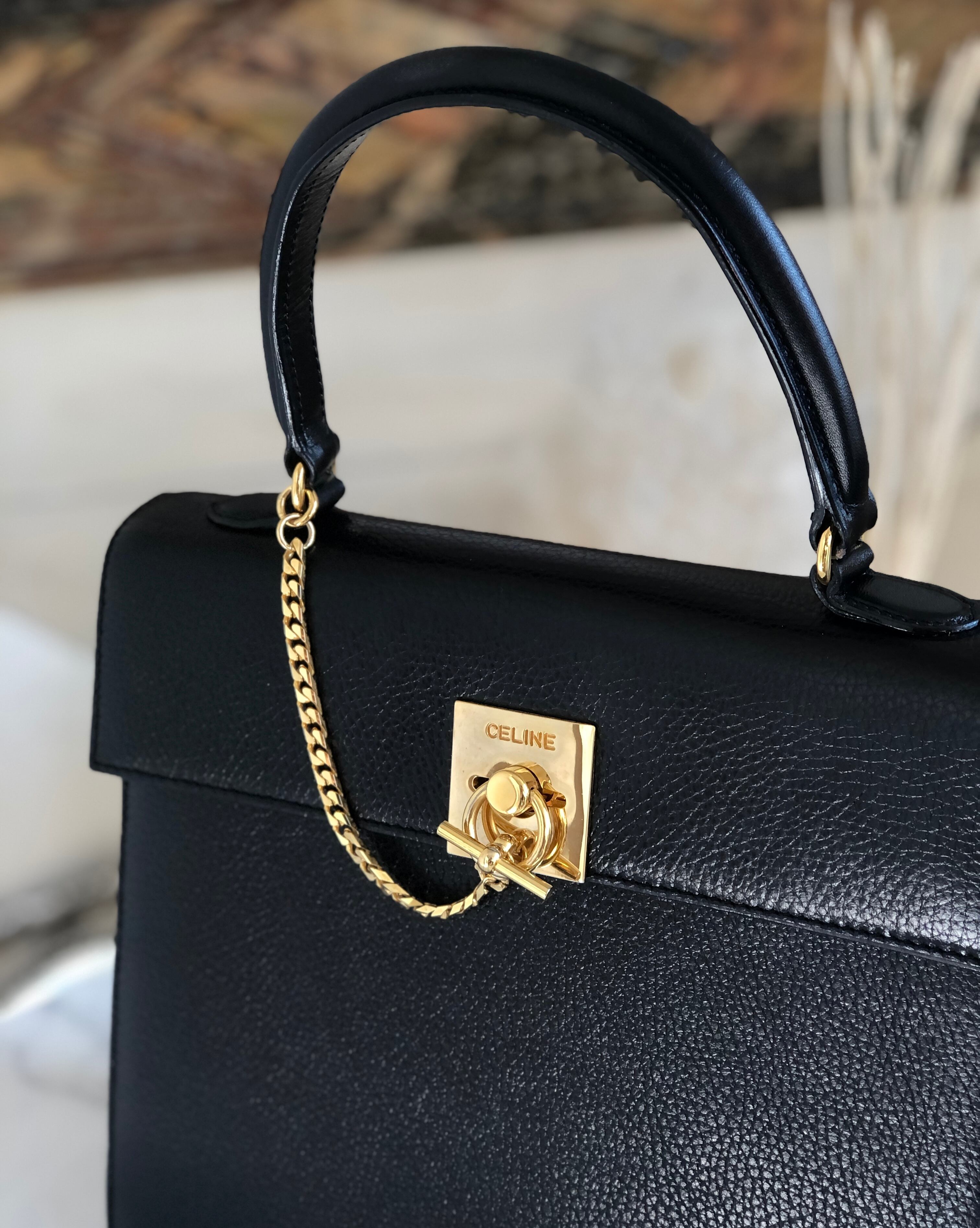 CELINE セリーヌ マンテル エンボスレザー トップハンドル ケリー