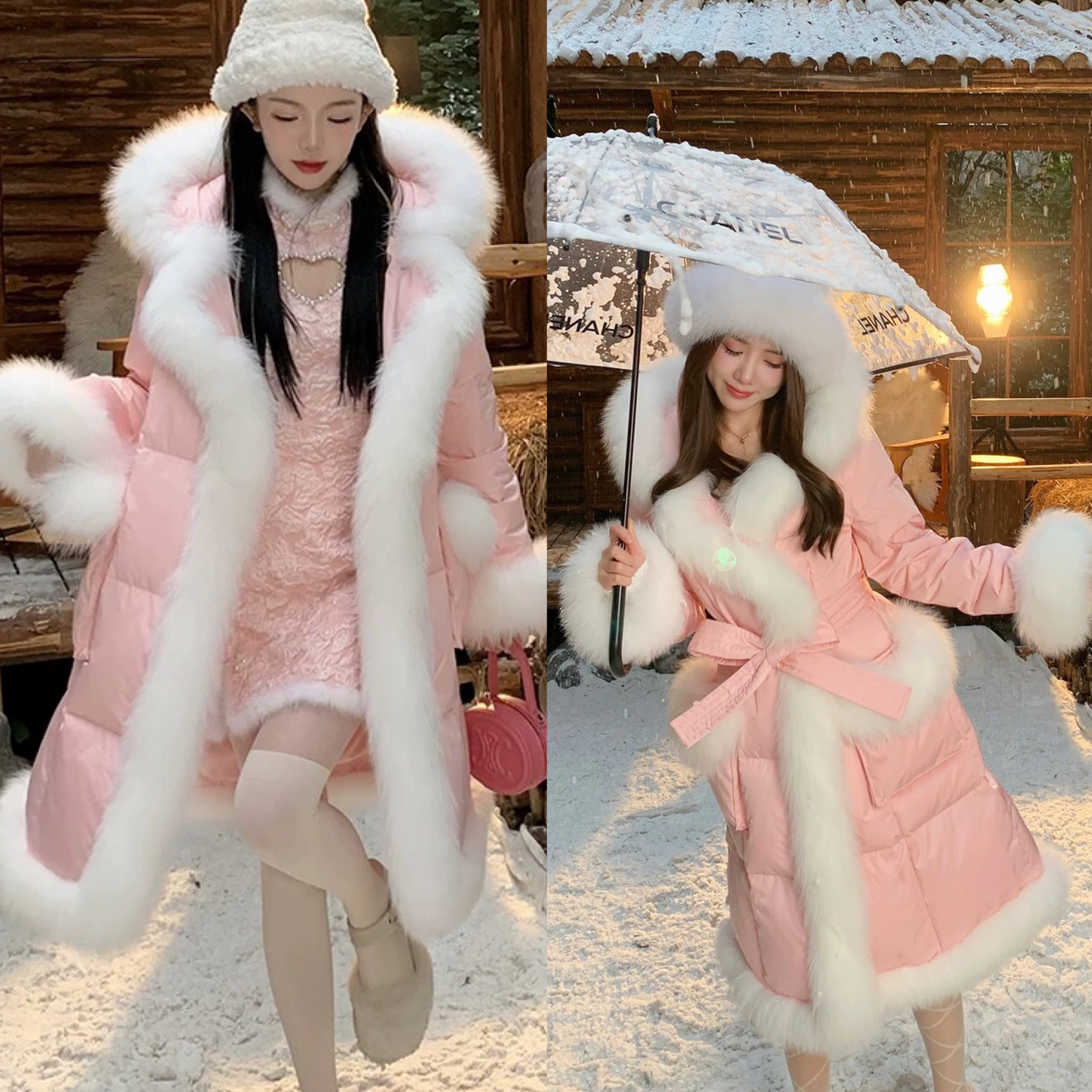 ピンク】コート フード ピンク 可愛い ダウンコート エレガント お嬢様