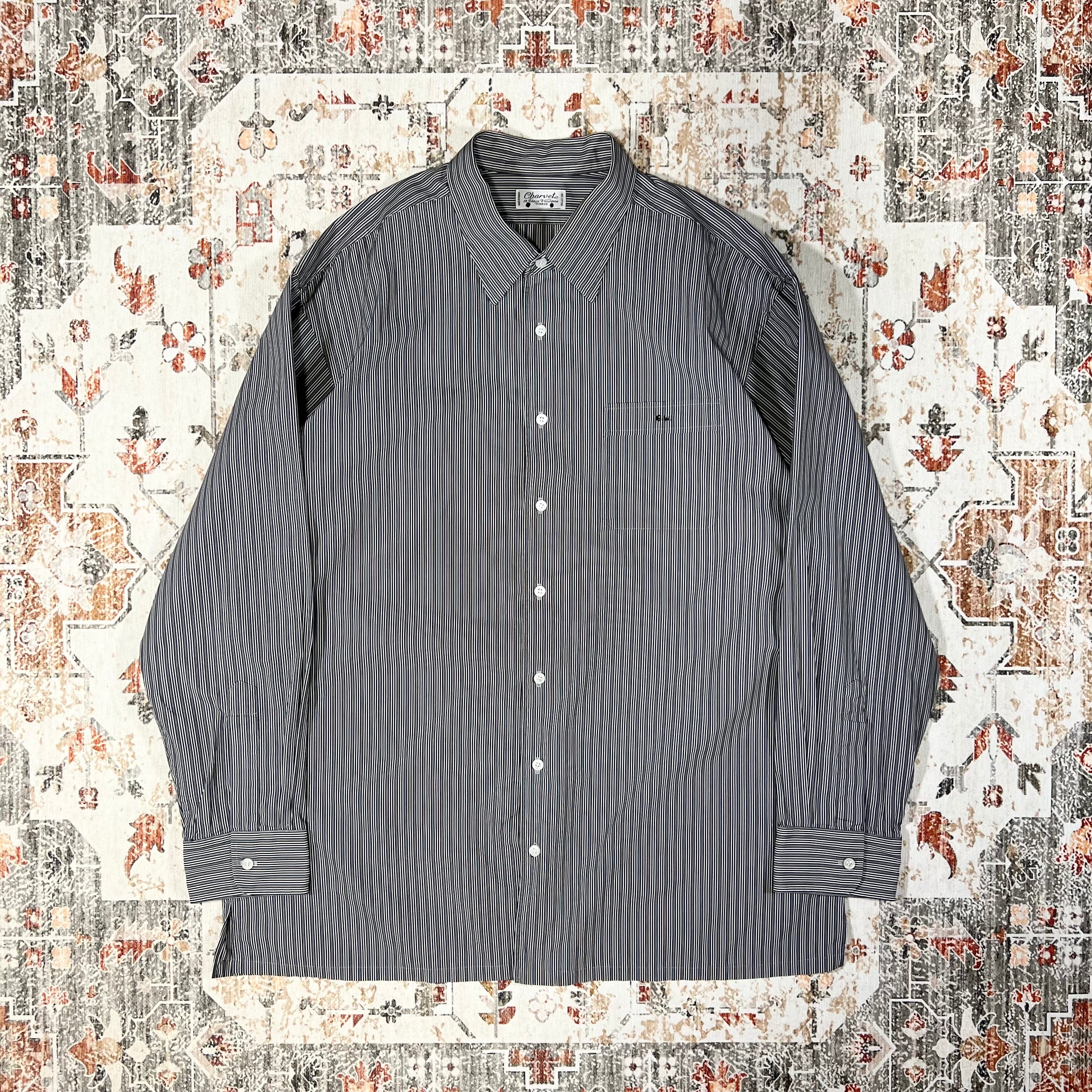 Charvet Personal Order Stripe Shirt シャルべ コットン 綿 ブラック