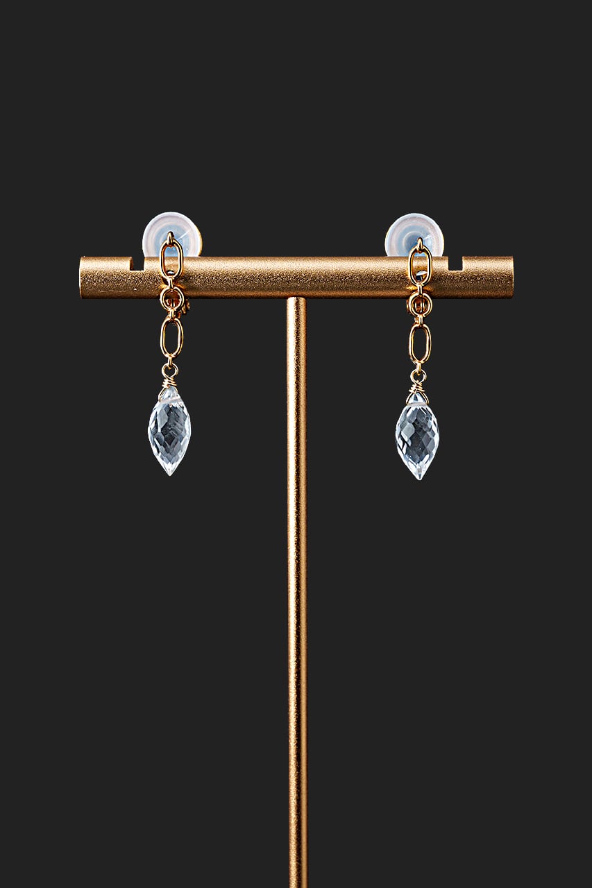 トリリアン型グリーンアメジスト✦コンケーブカット✦イヤリング