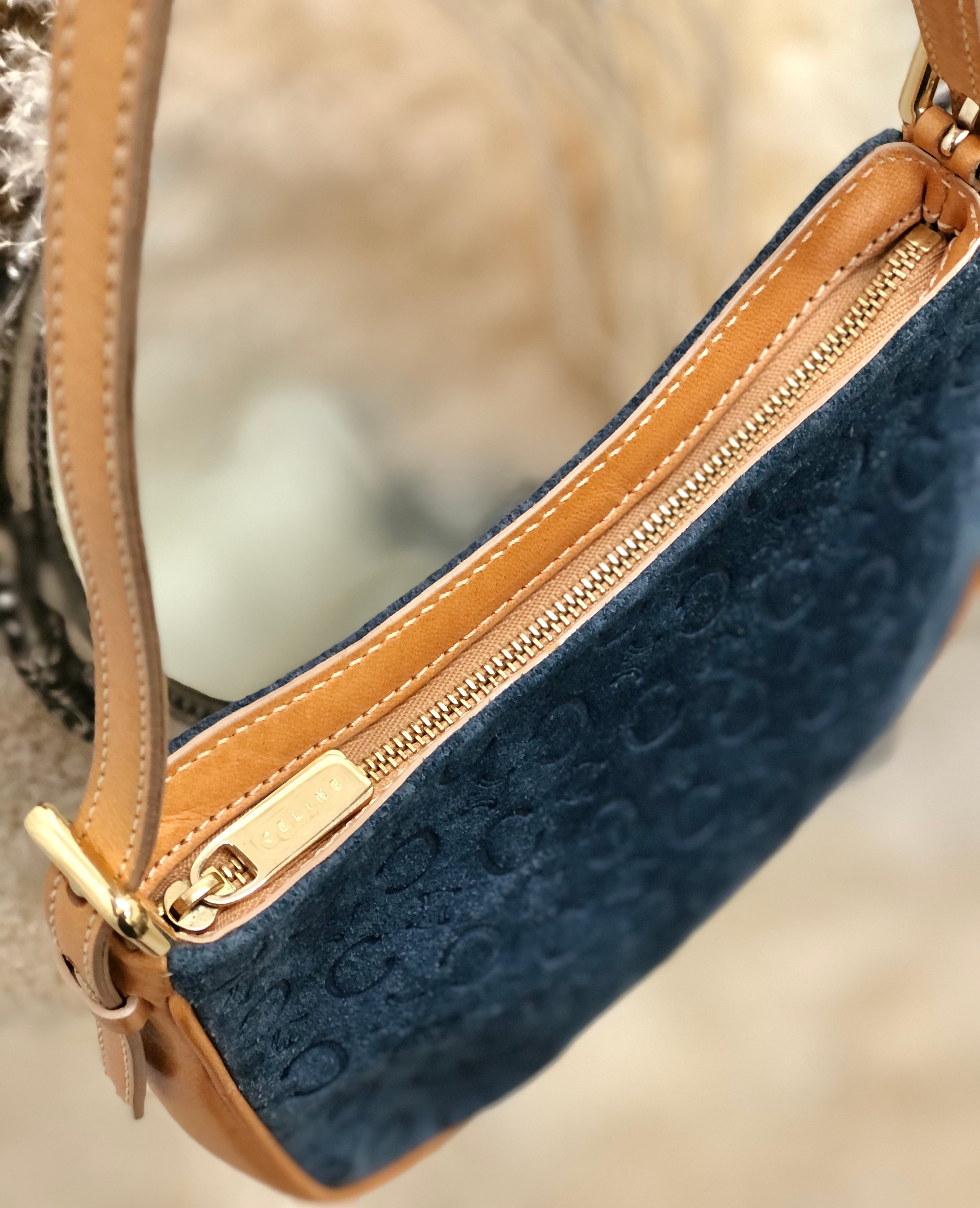 CELINE セリーヌ レザー×スエード ミニバッグ ホーボー ショルダー