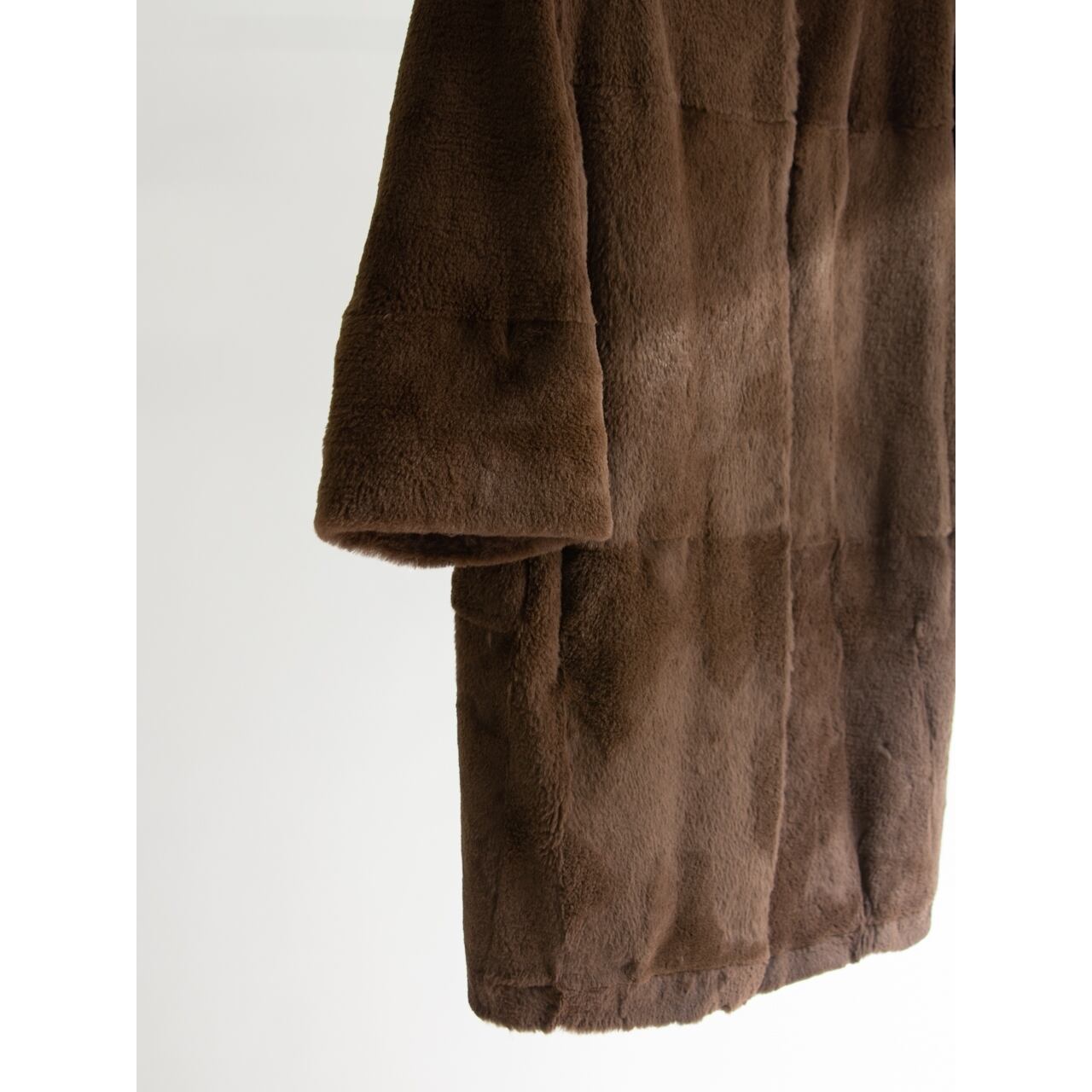 アナグラム パリ ノーカラー ラビットファーコート フランス製 本革 M