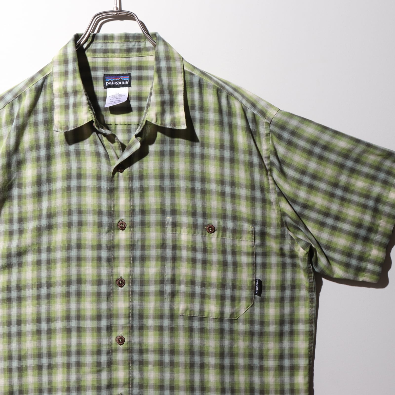 美品 M 05年 オンブレチェックシャツ Patagonia 緑 パタゴニア