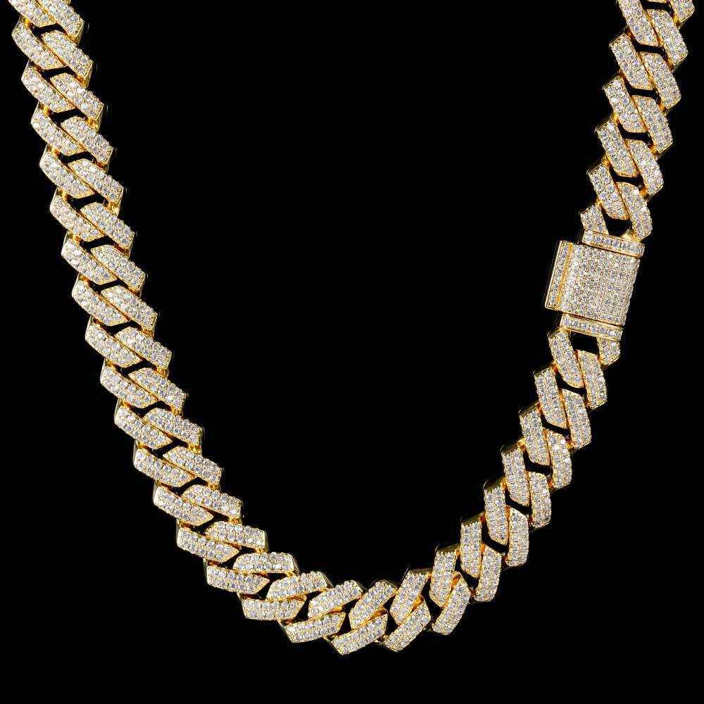 s925 Iced Out Prong Chain Necklace 【14mm / Zirconia】 | Glitter