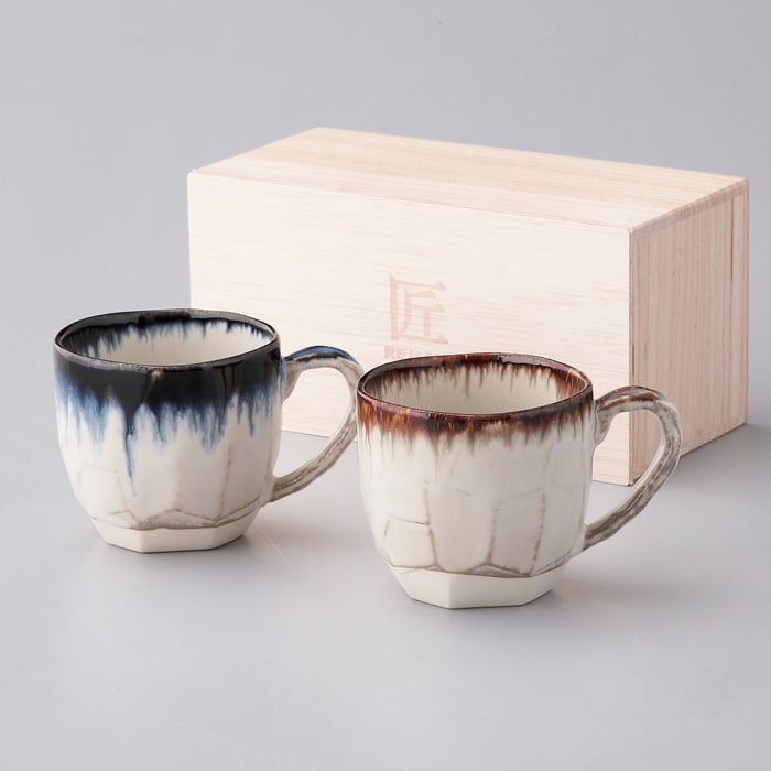 珠洲古窯 燻べ焼 ジョッキ 2客 ペア 中山達磨 栞付 未使用 木箱付き