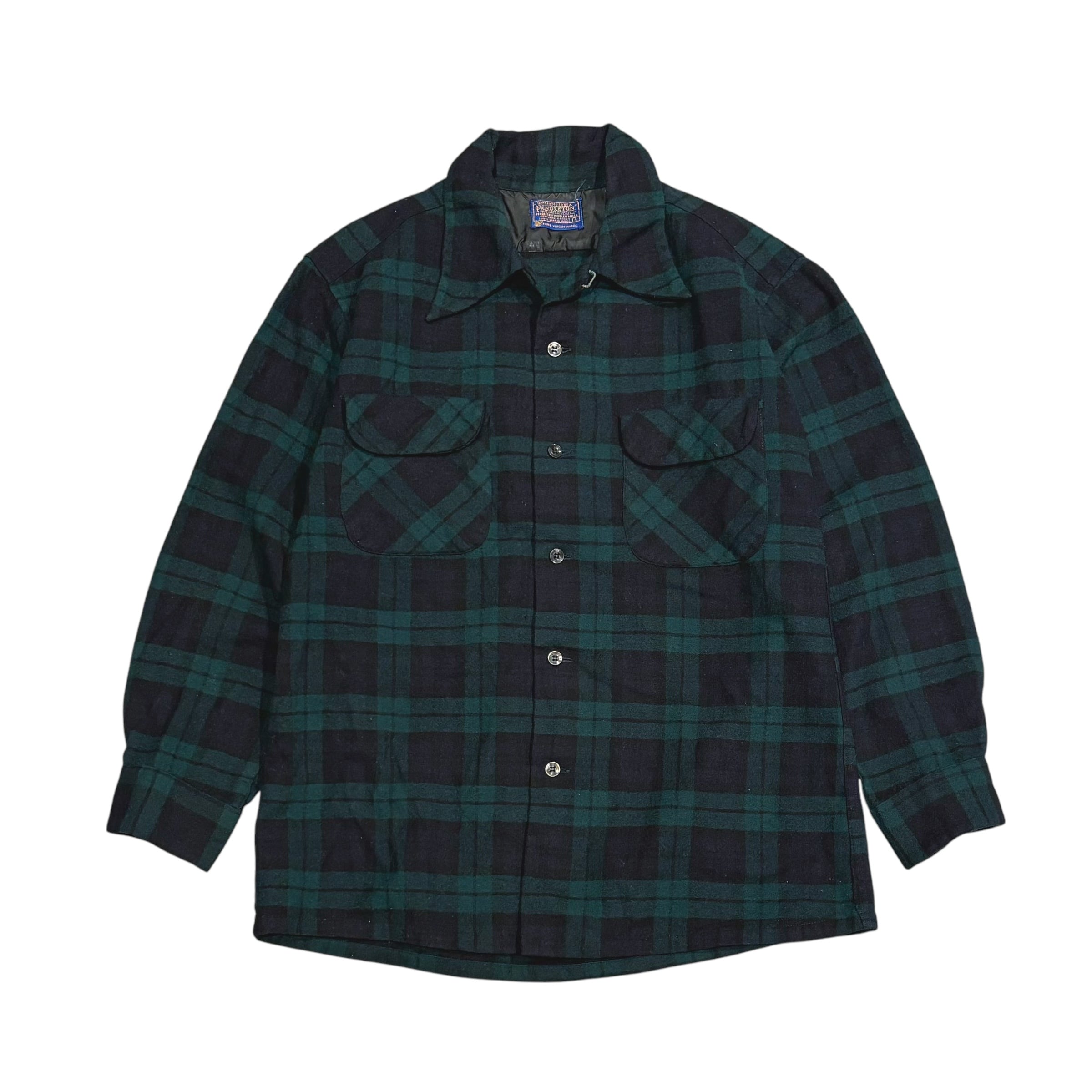 60-70's PENDLETON Wool Board Shirt Blackwatch L / ペンドルトン