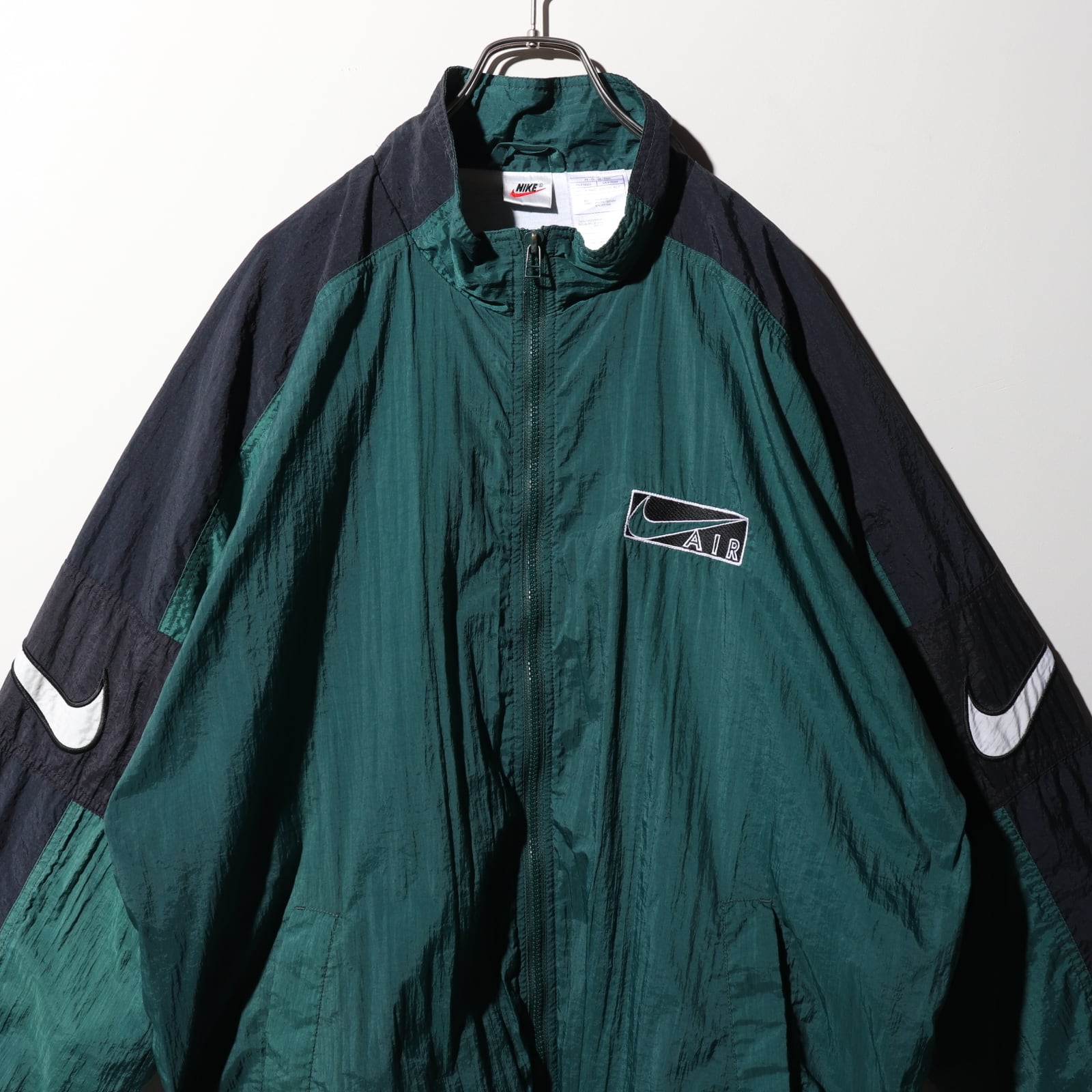 美品 XL NIKE 90s ビッグスウォッシュ刺繍 ナイロンジャケット ナイキ