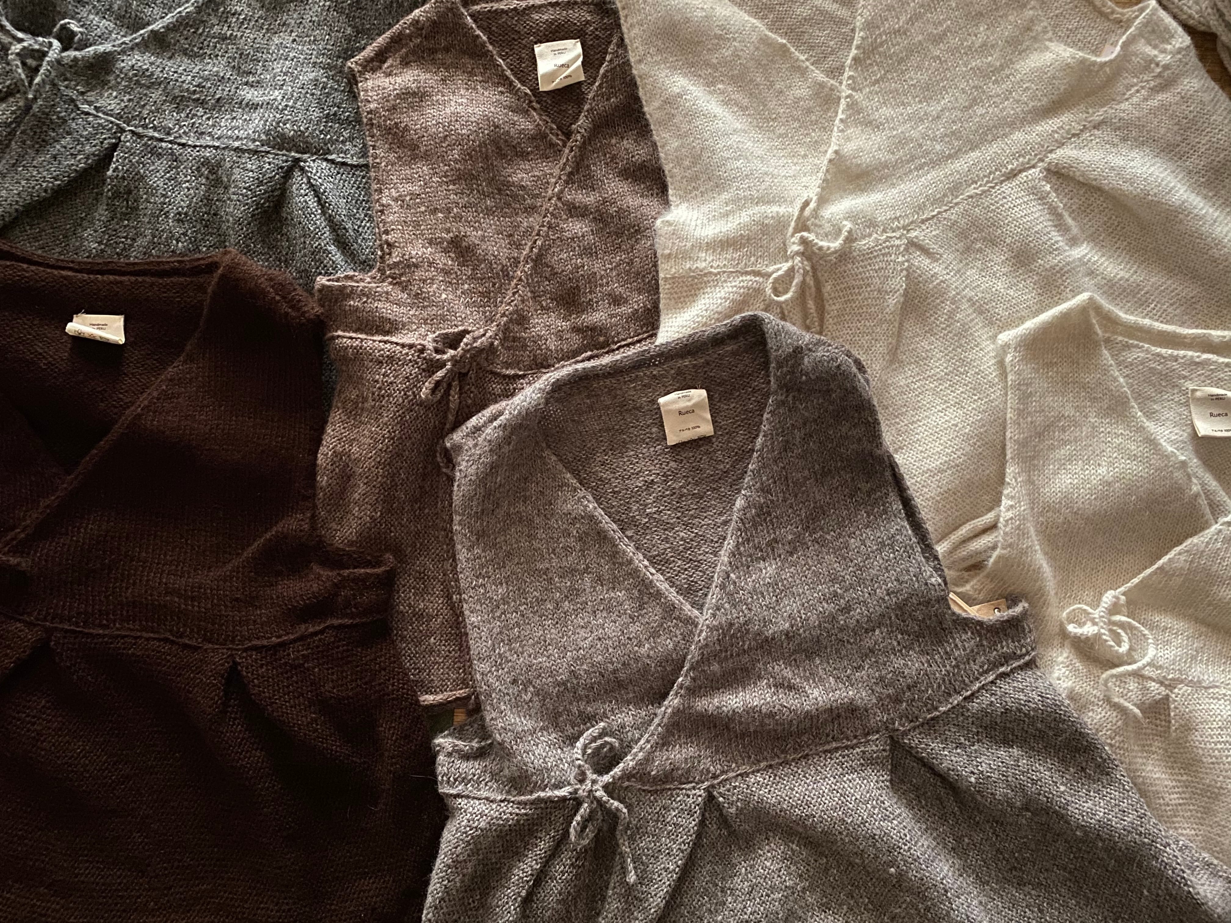 プエンテ手紡ぎカシュクールベスト（ホワイト）Rueca（ルエッカ