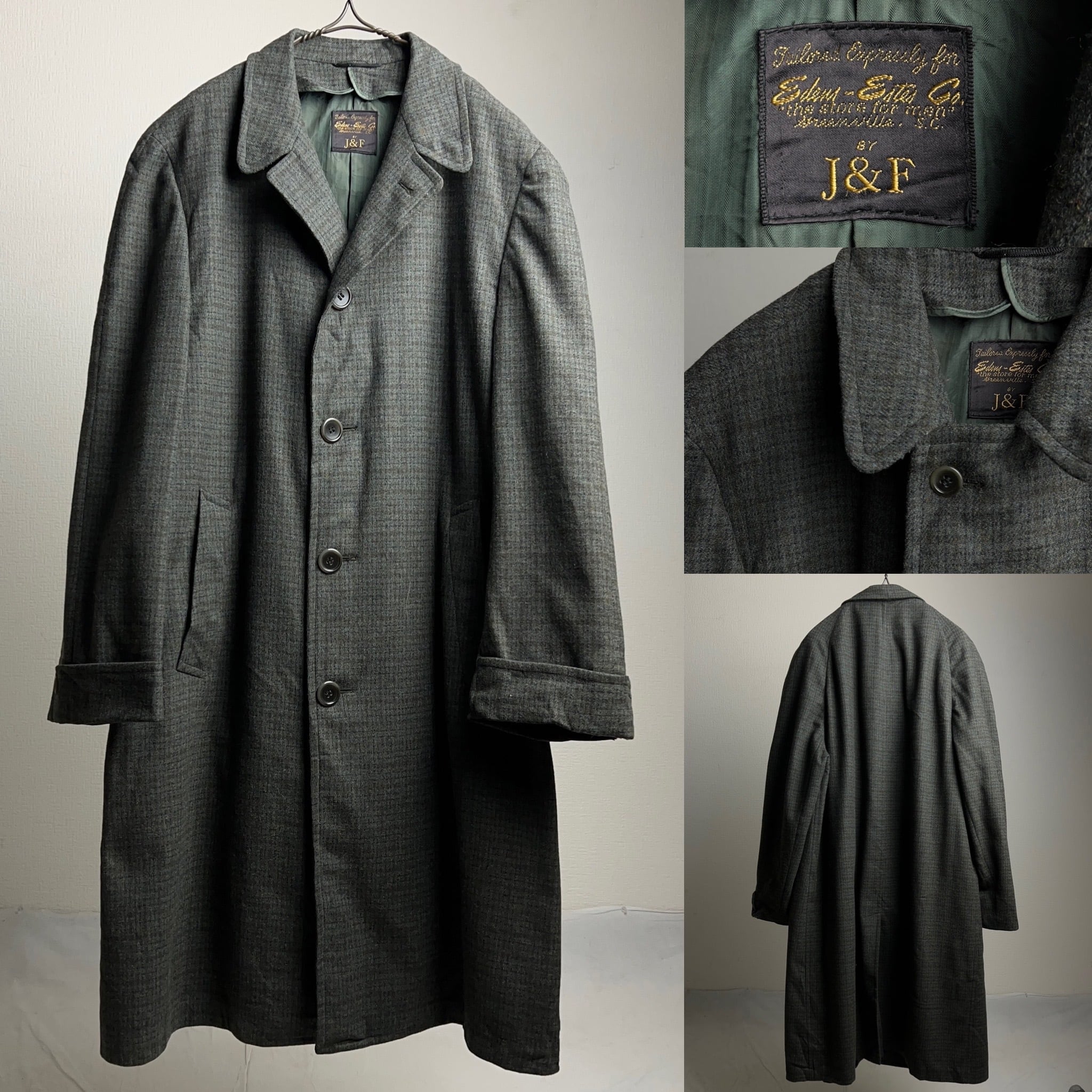 50's~60's J&F PLAID WOOL COAT 50年代 60年代 チェスターコート
