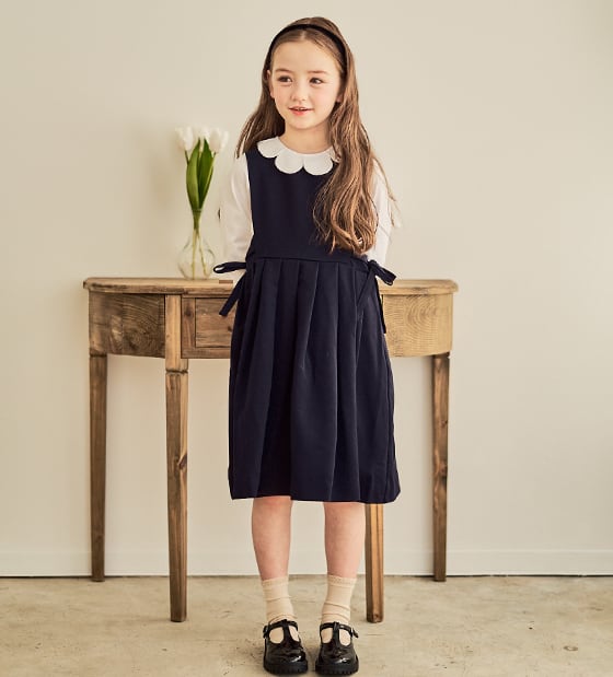 Coquette サイドリボンジャンパースカート&ブラウス120 セレモニー サイドリボンジャンパースカート<Navy> | Coquette