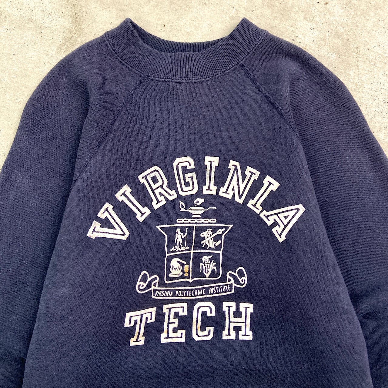 60年代 Sportswear VIRGINIA カレッジ フロッキープリント ラグラン