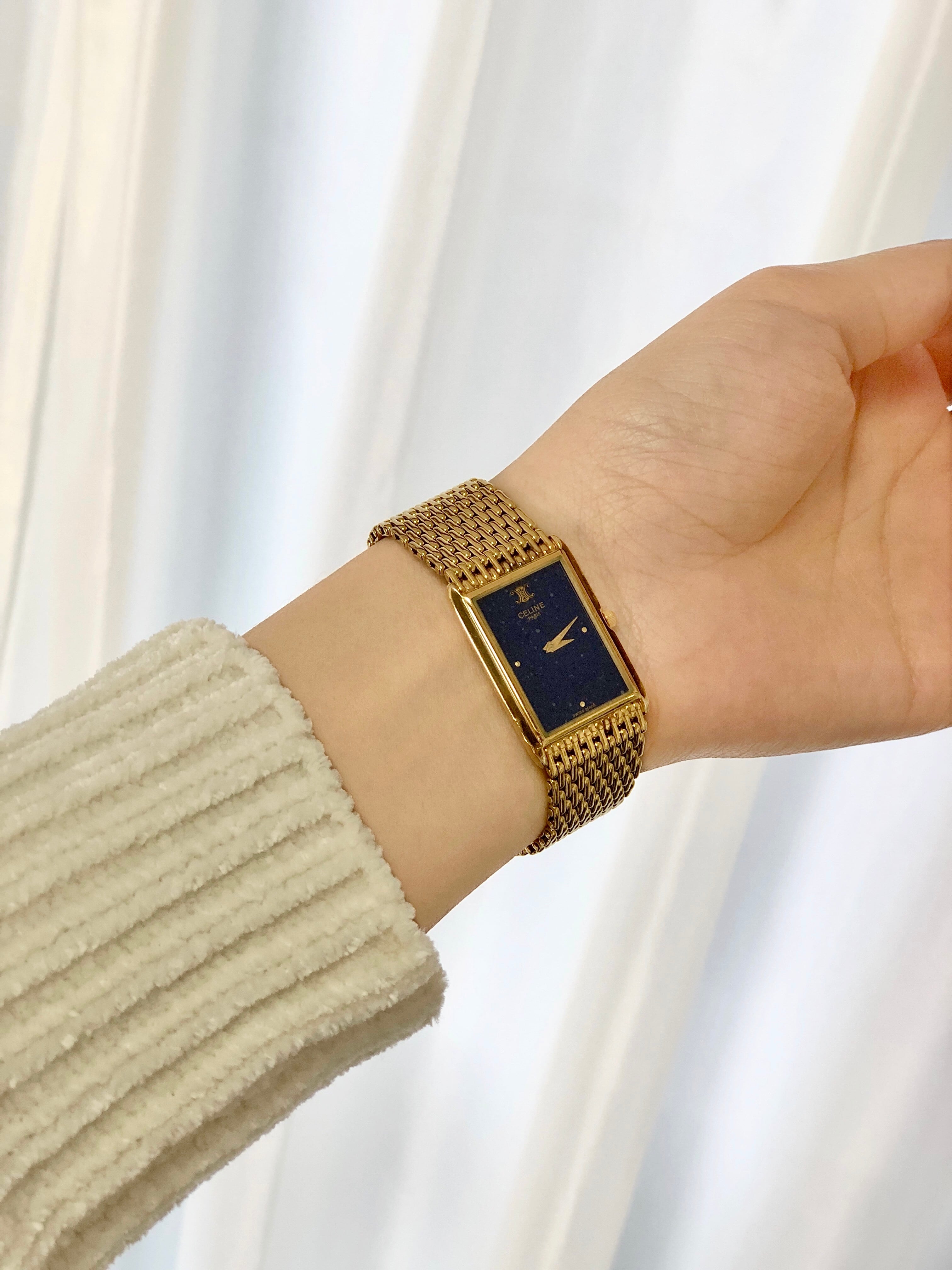 CELINE セリーヌ トリオンフ スクエア 時計 クォーツ ゴールド vintage