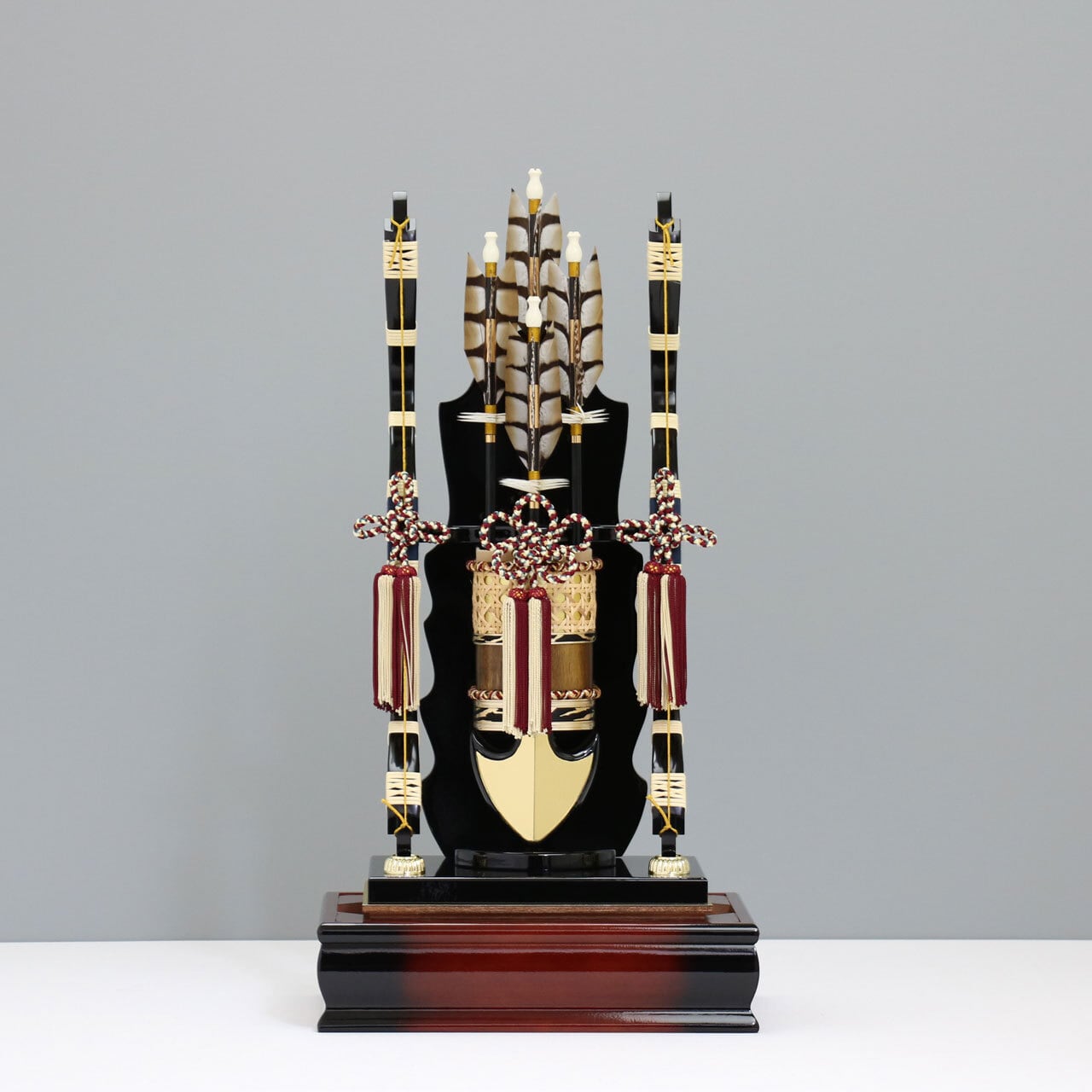 祥鳳 18号】 破魔弓飾り ガラスケース飾り 破魔弓｜四本矢｜木製｜和