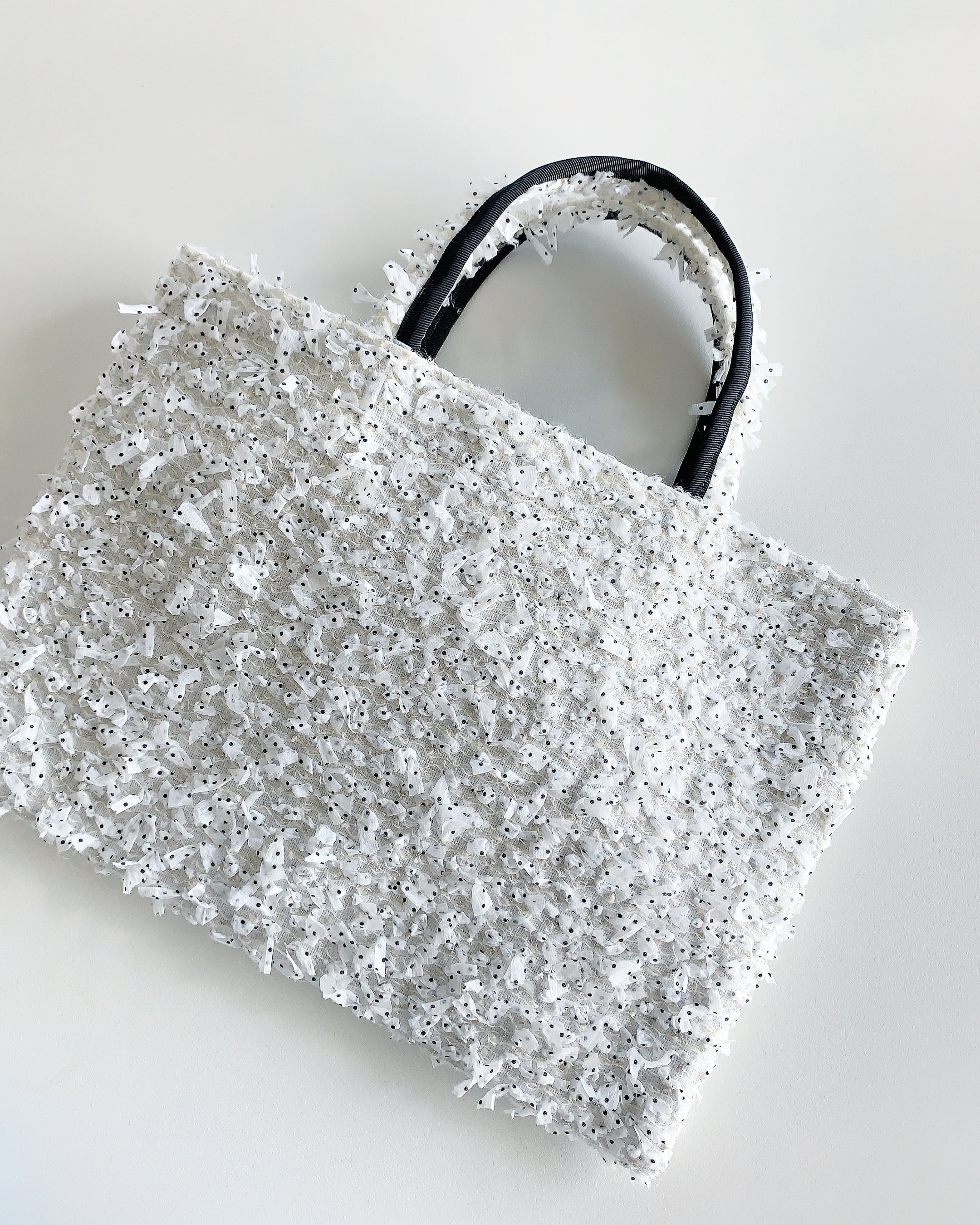 BIBI bag. “MIDDLE” tweed Dot ribbon | B I B I soeurs. OFFICIAL