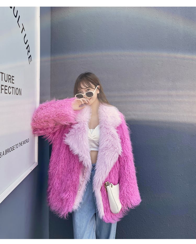 ピンクファーコート ファーコート エコファーコート ジャケット コート