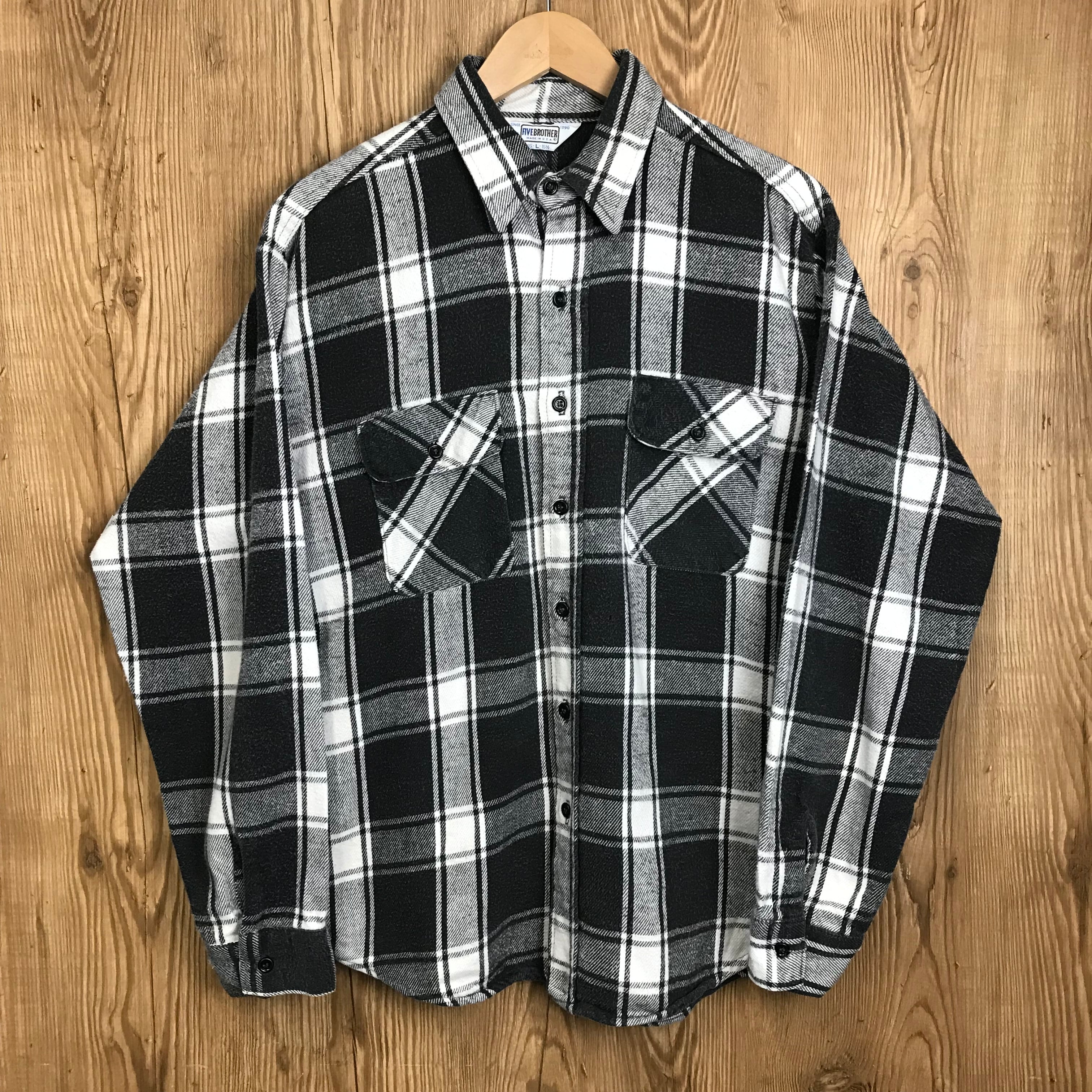 USA製 80s FIVEBROTHER ファイブブラザー ネルシャツ 長袖シャツ