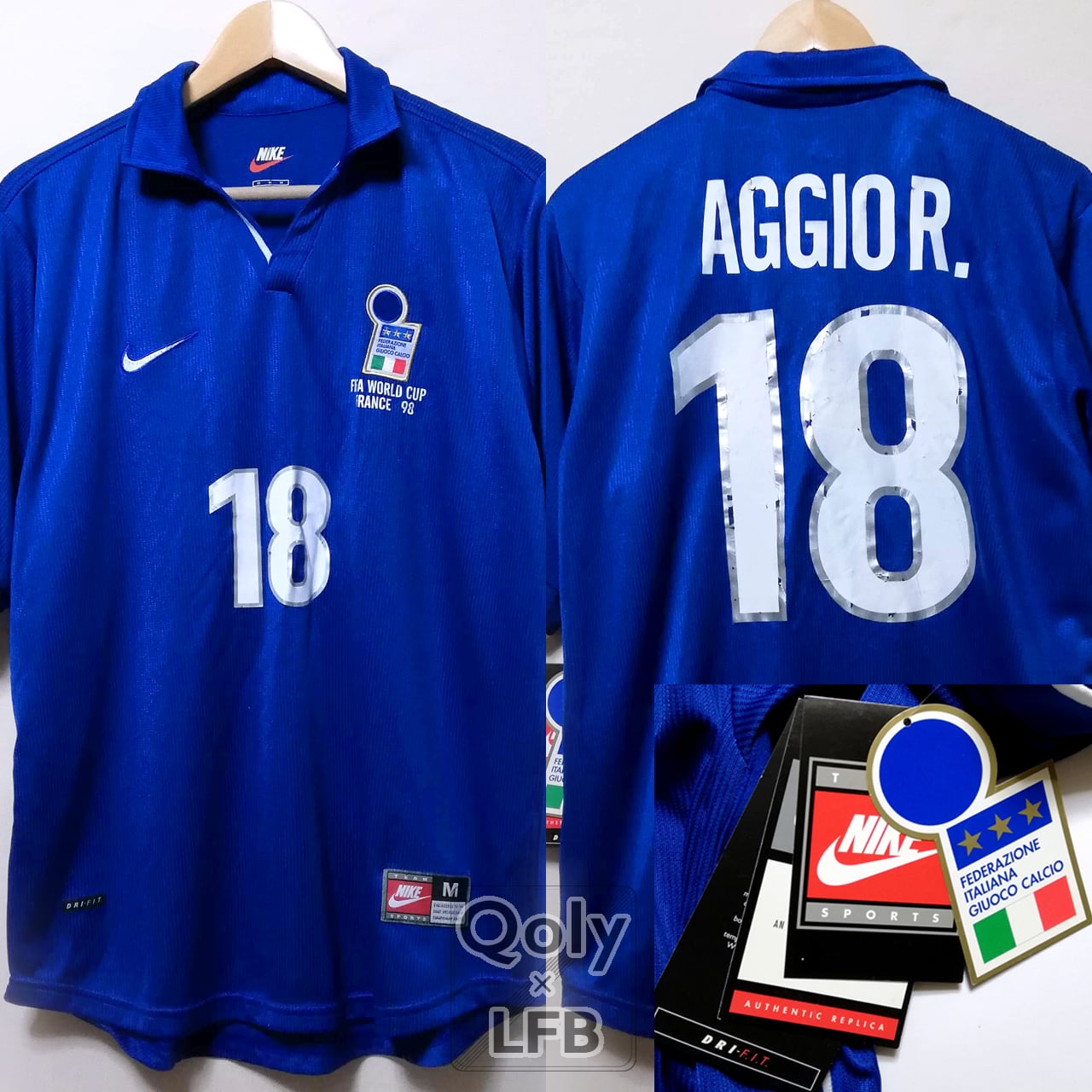 イタリア代表 1998 Nike ホーム半袖 98W杯仕様 #18 BAGGIO R ロベルト