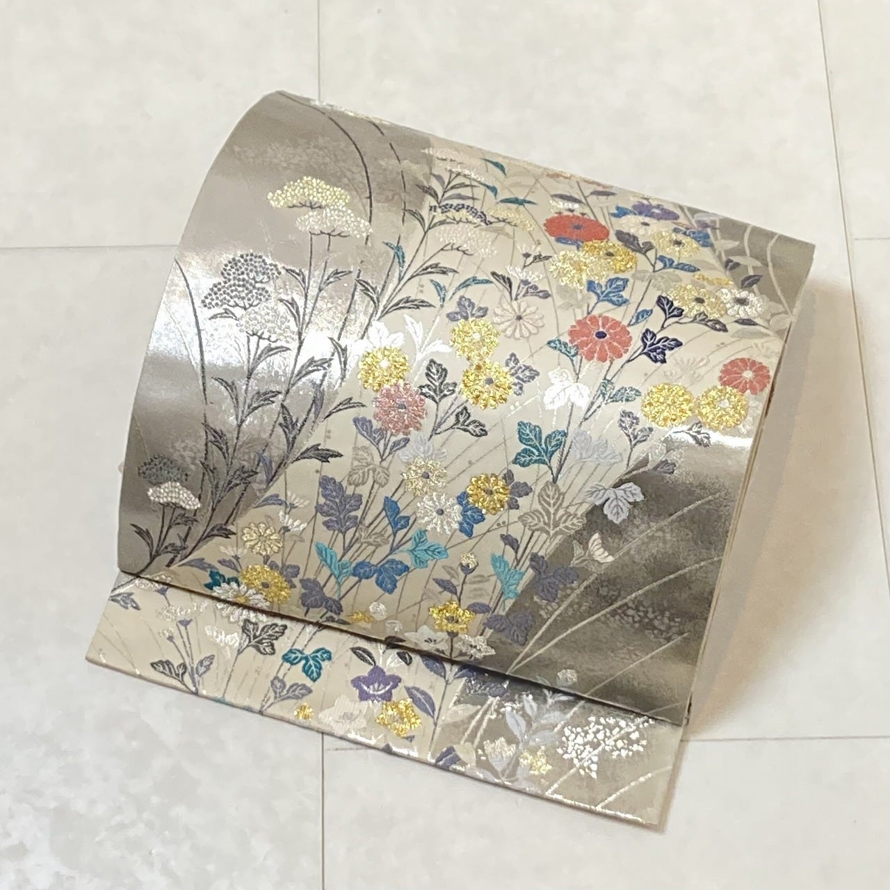 辻が花 螺鈿 やまと誂製 唐織 辻ヶ花 正絹 金糸 袋帯 黒 紺 紫