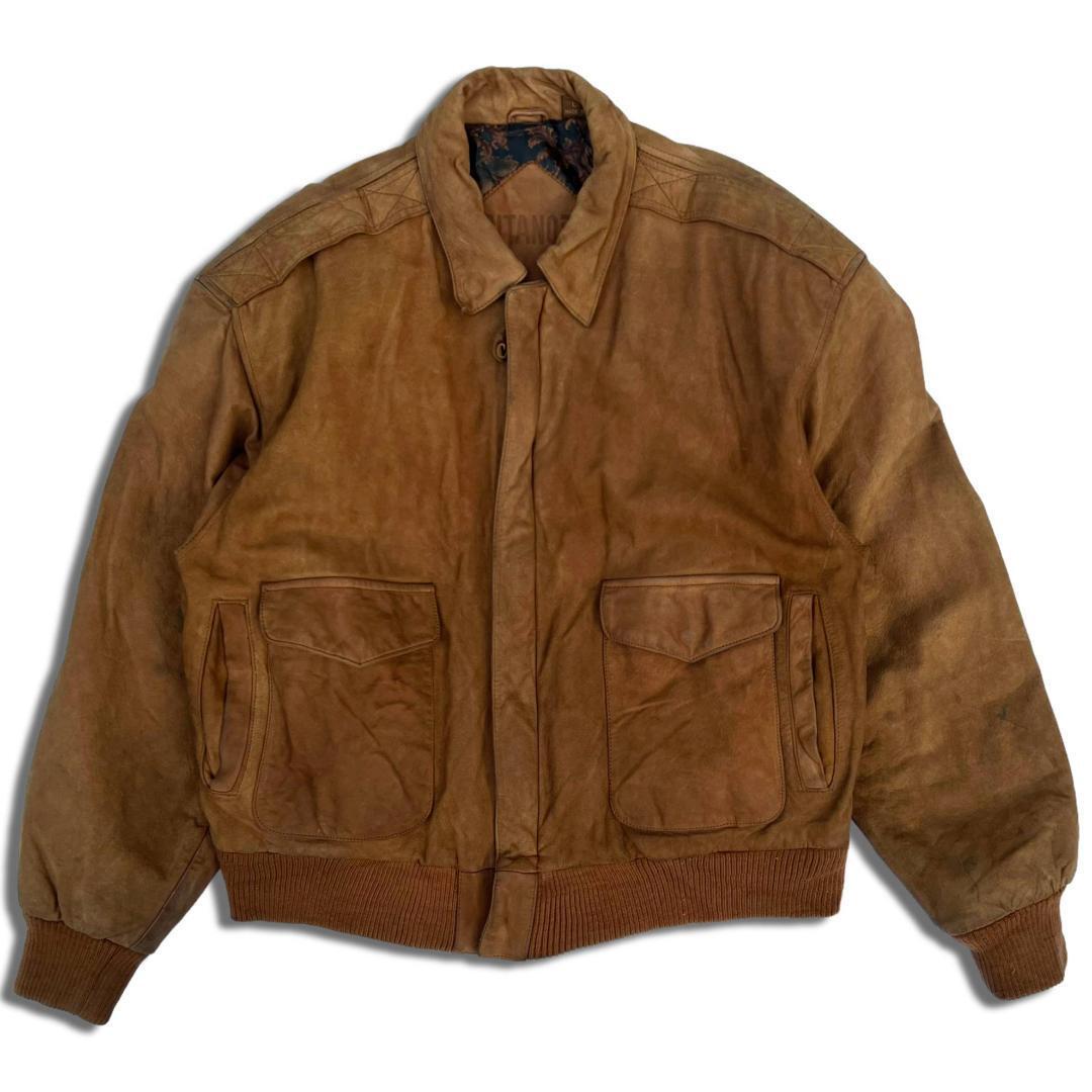 90s GITANO A2 タイプ ヌバック レザージャケット L ブラウン キャメル