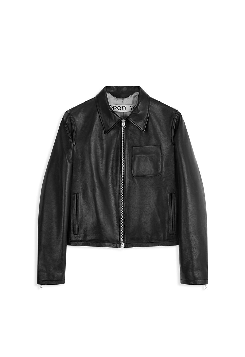 OPEN YY] CLASSIC LEATHER ZIP JACKET, BLACK 正規品 韓国ブランド