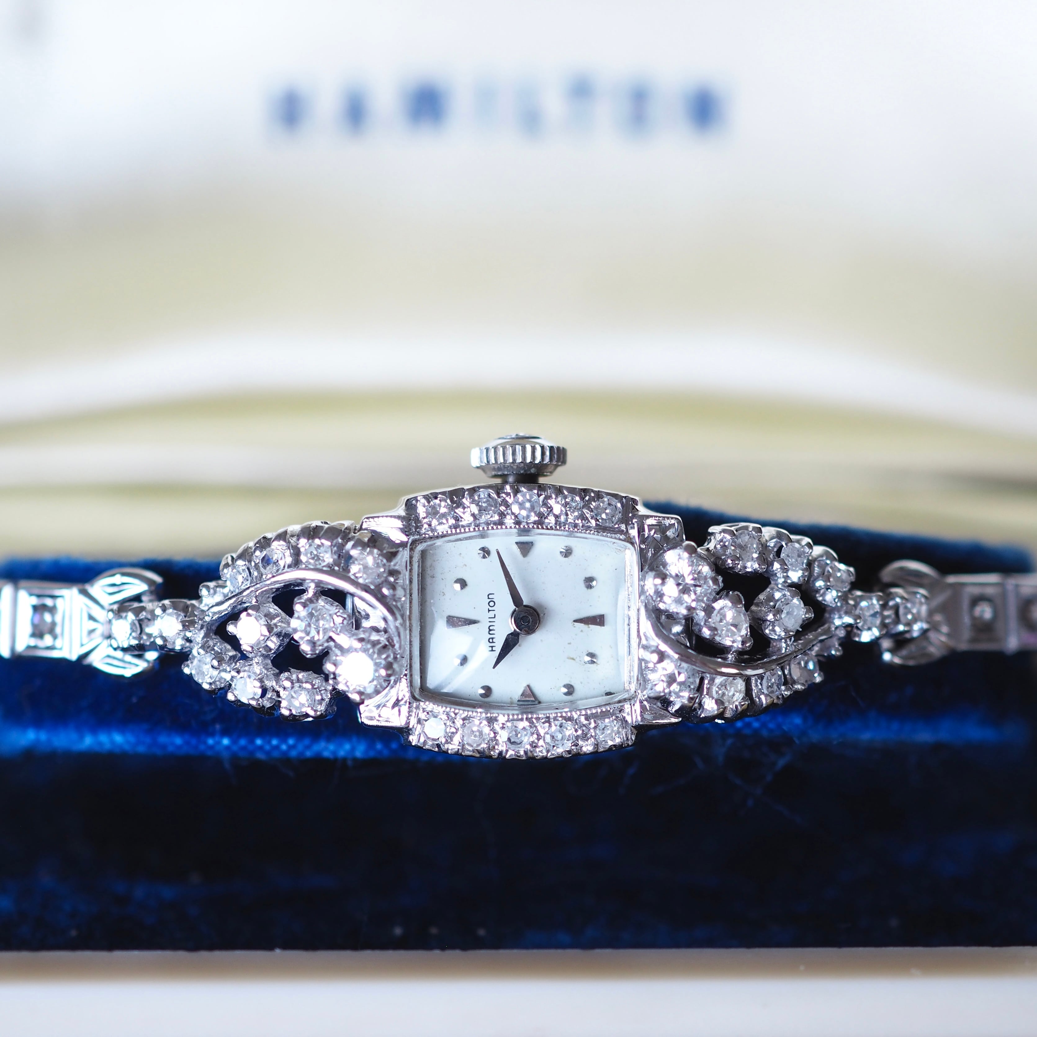 OH済 Hamilton ハミルトン K14WG ダイヤモンド ジュエリーウォッチ