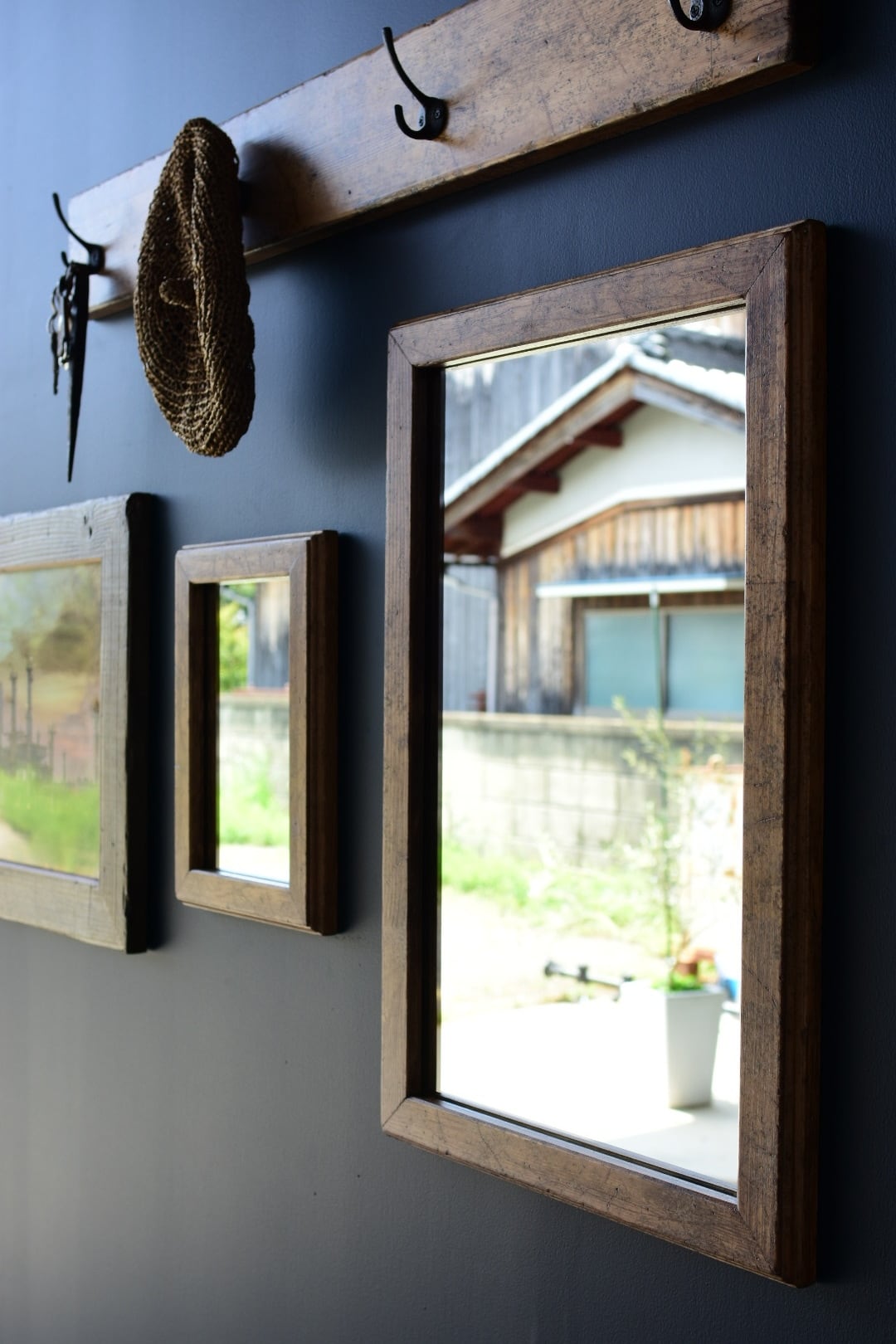 エイジング塗装ミラー 60㎝×40㎝ サイズ変更OK 洗面所 鏡 メイク 化粧