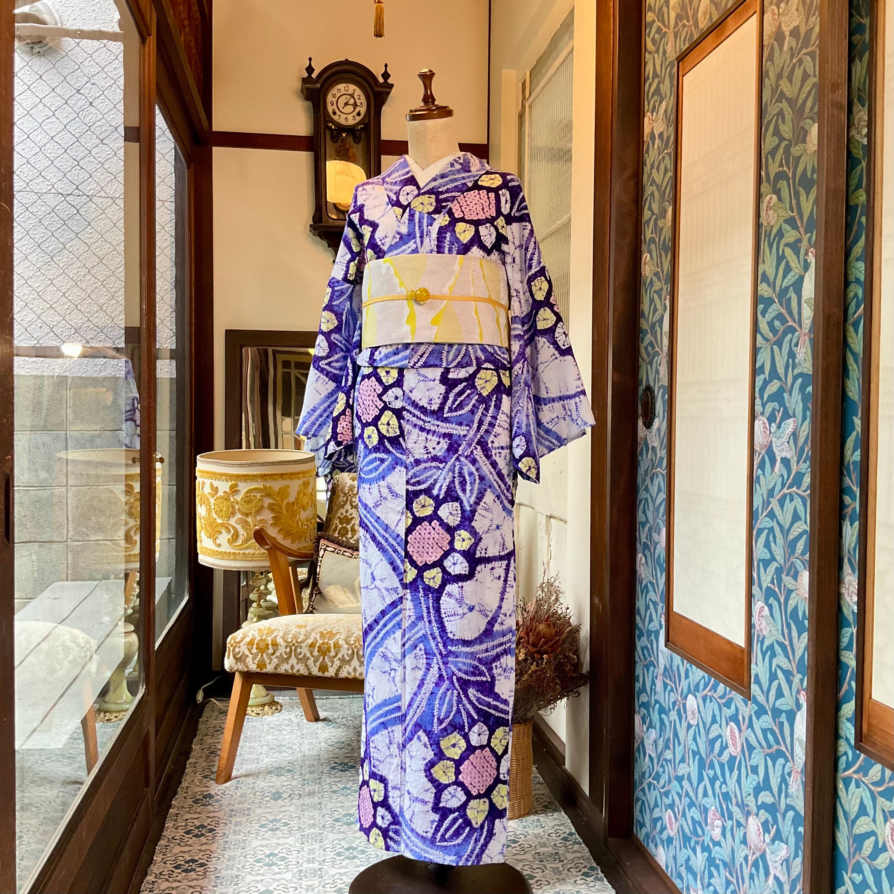 long＊向日葵ふわり＊有松鳴海絞り浴衣 ひまわり 花 A728 | kimono tento