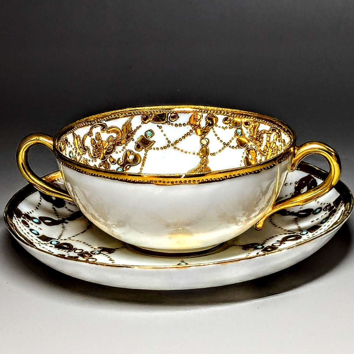 オールドノリタケ アールヌーボー様式 メイプルリーフ印 金盛上