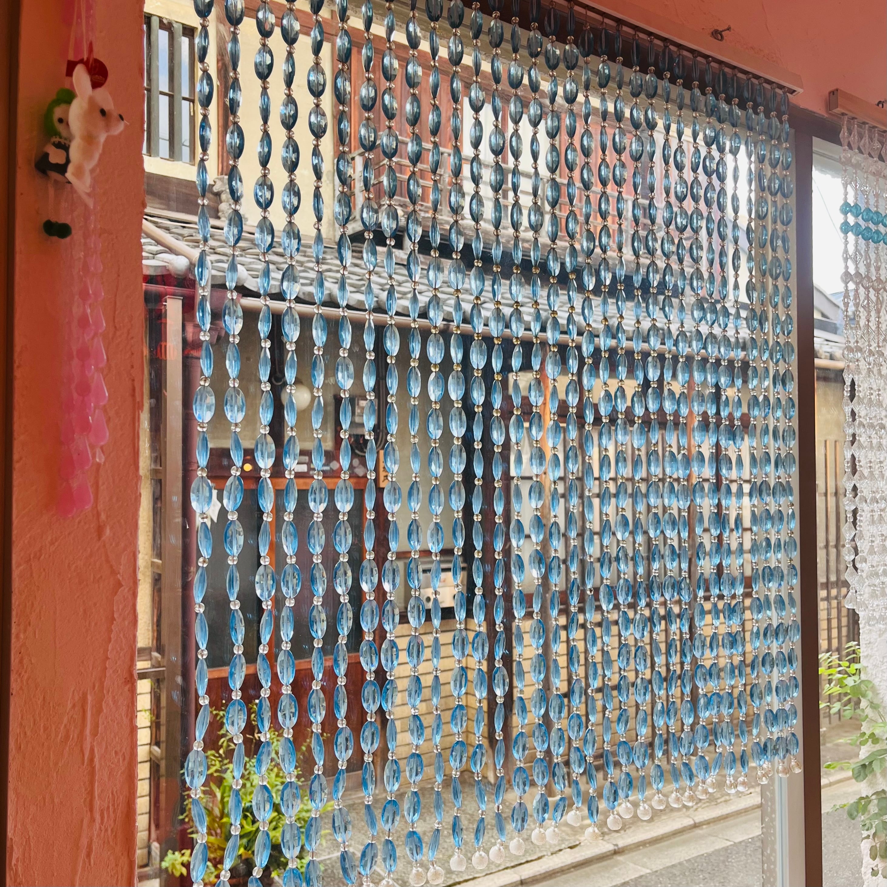 珠のれん 水色 ビーズのれん レトロ | 春眠雑貨店