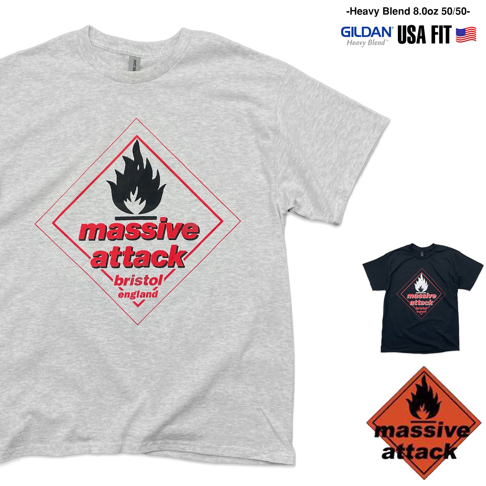 Massive Attack 「Blue Lines」「LOGO」 T-shirt【Gildan】UltraCotton