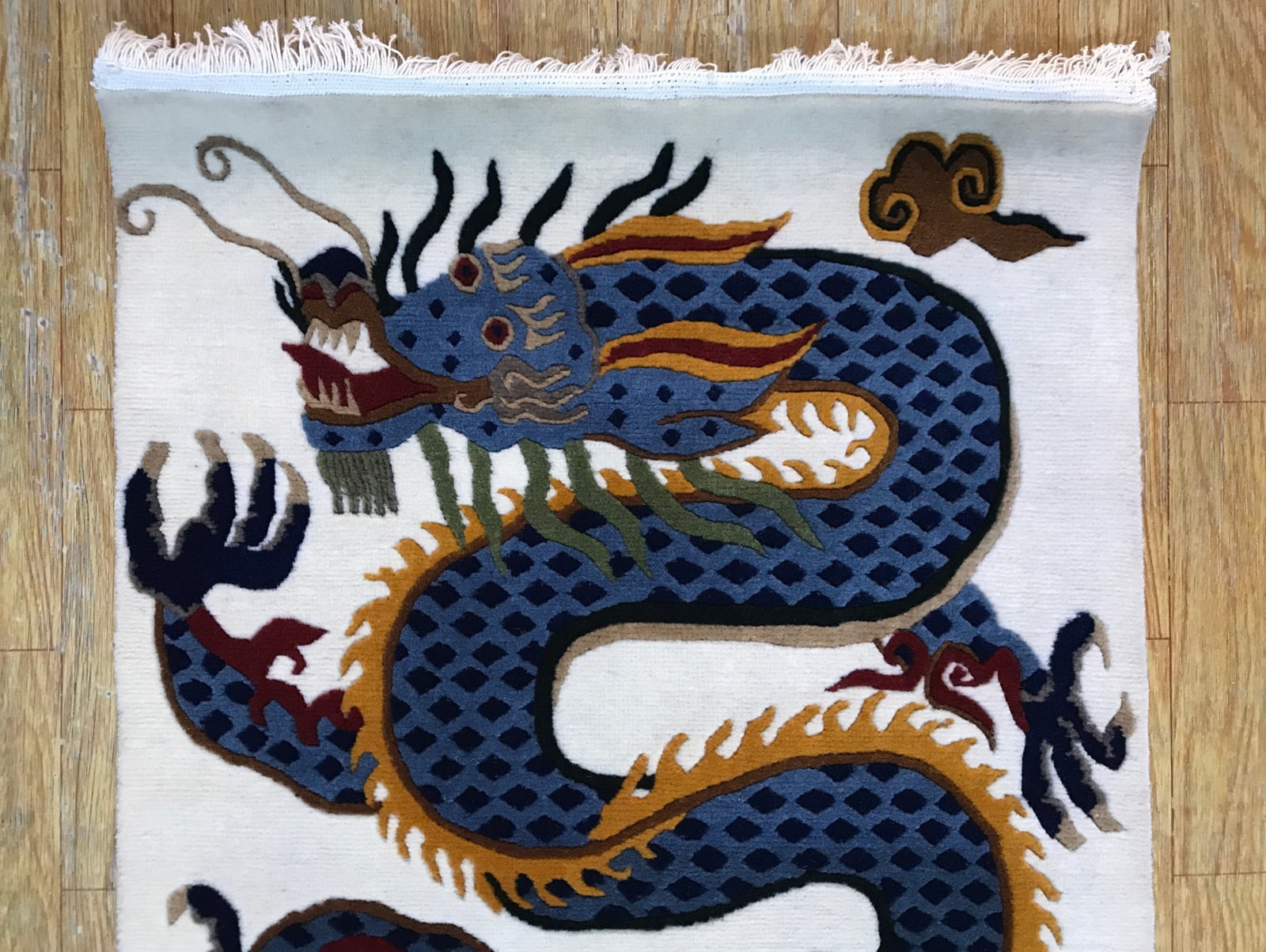 龍柄 ☆ チベタンドラゴンラグ S WOOL SQUARE ☆ TIBETAN DRAGON RUG