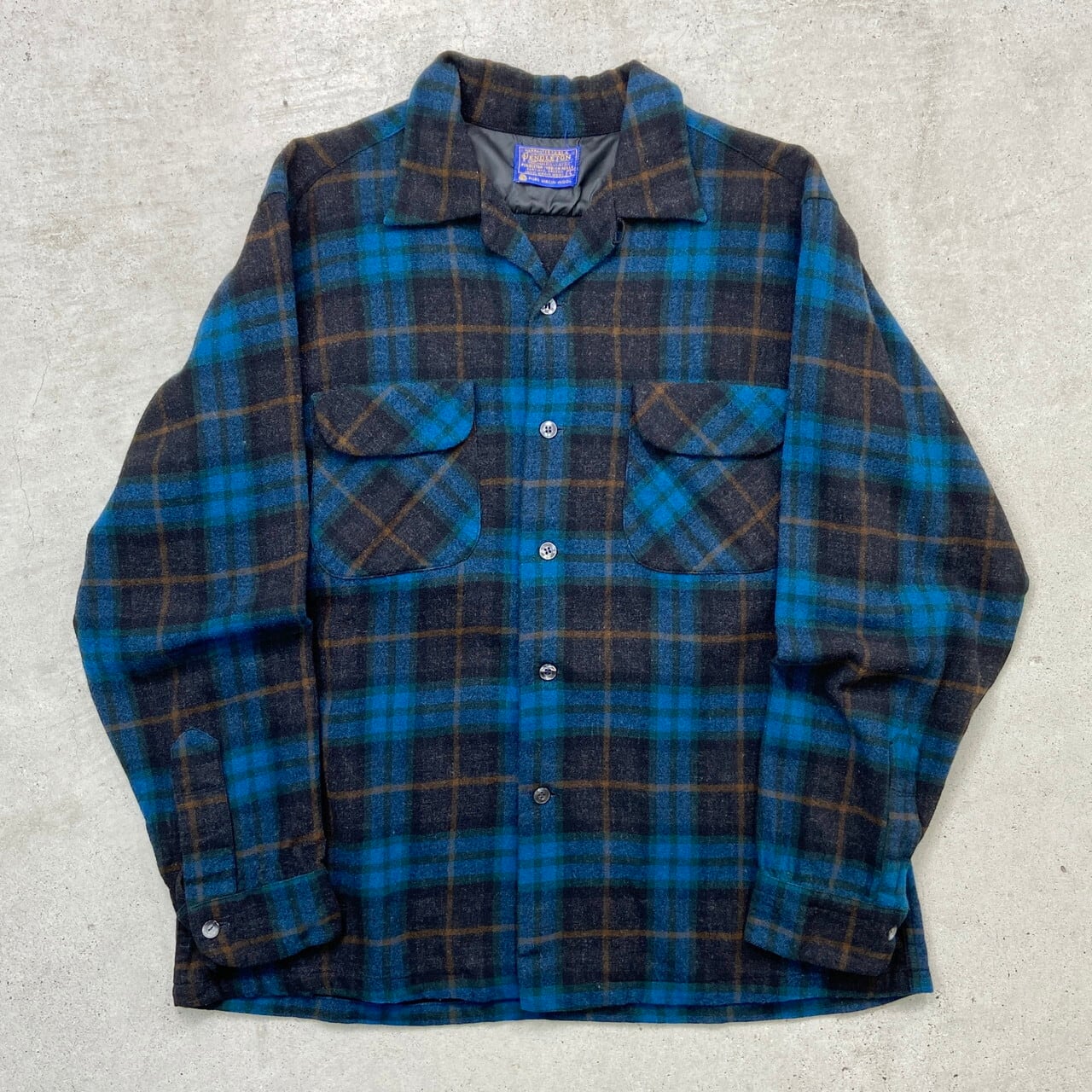60年代 USA製 PENDLETON ペンドルトン チェック柄 開襟 ウールシャツ
