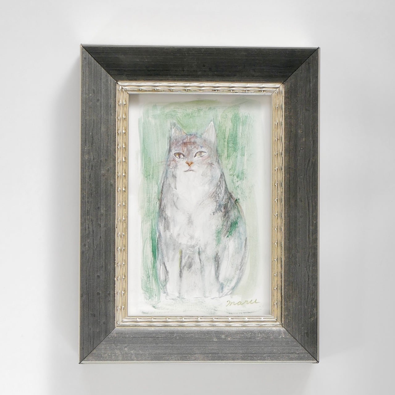 送料無料 「猫の絵no.84」 原画 フレーム付き アクリル画（アート作品