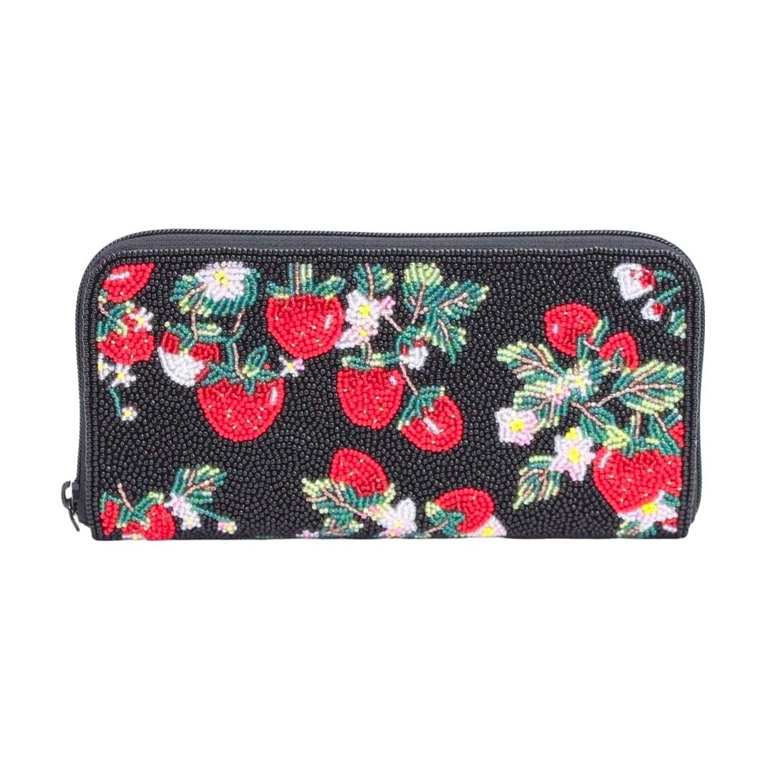ビーズ刺繡長財布(#145 黒いちご柄) | 柏ビーズ