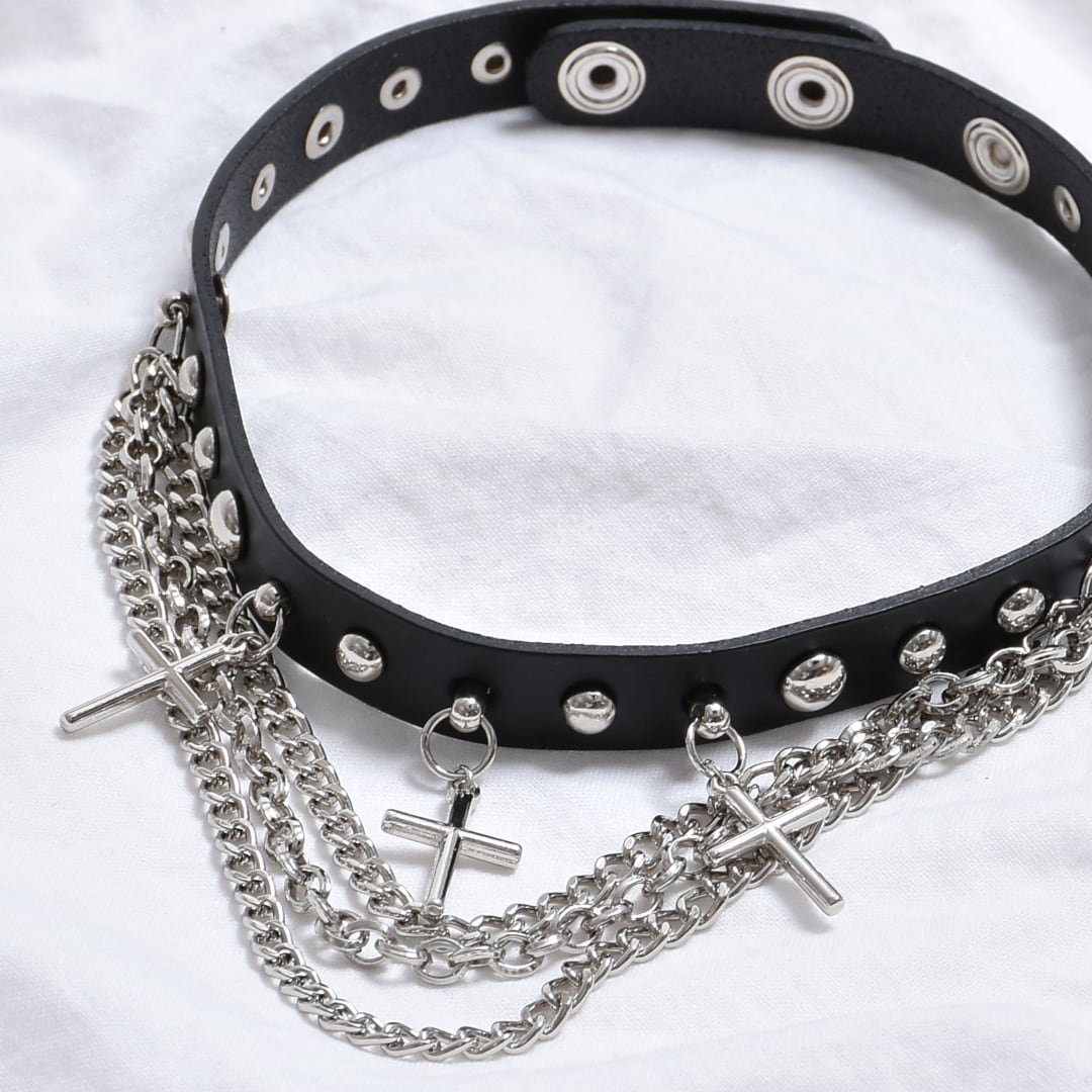 クロス×3連チェーン チョーカー | VOLCAN&APHRODITE