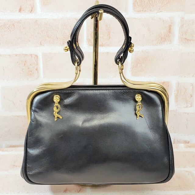 オールドロベルタ カラベラ レザー ハンドバッグ ブラック 自立OK